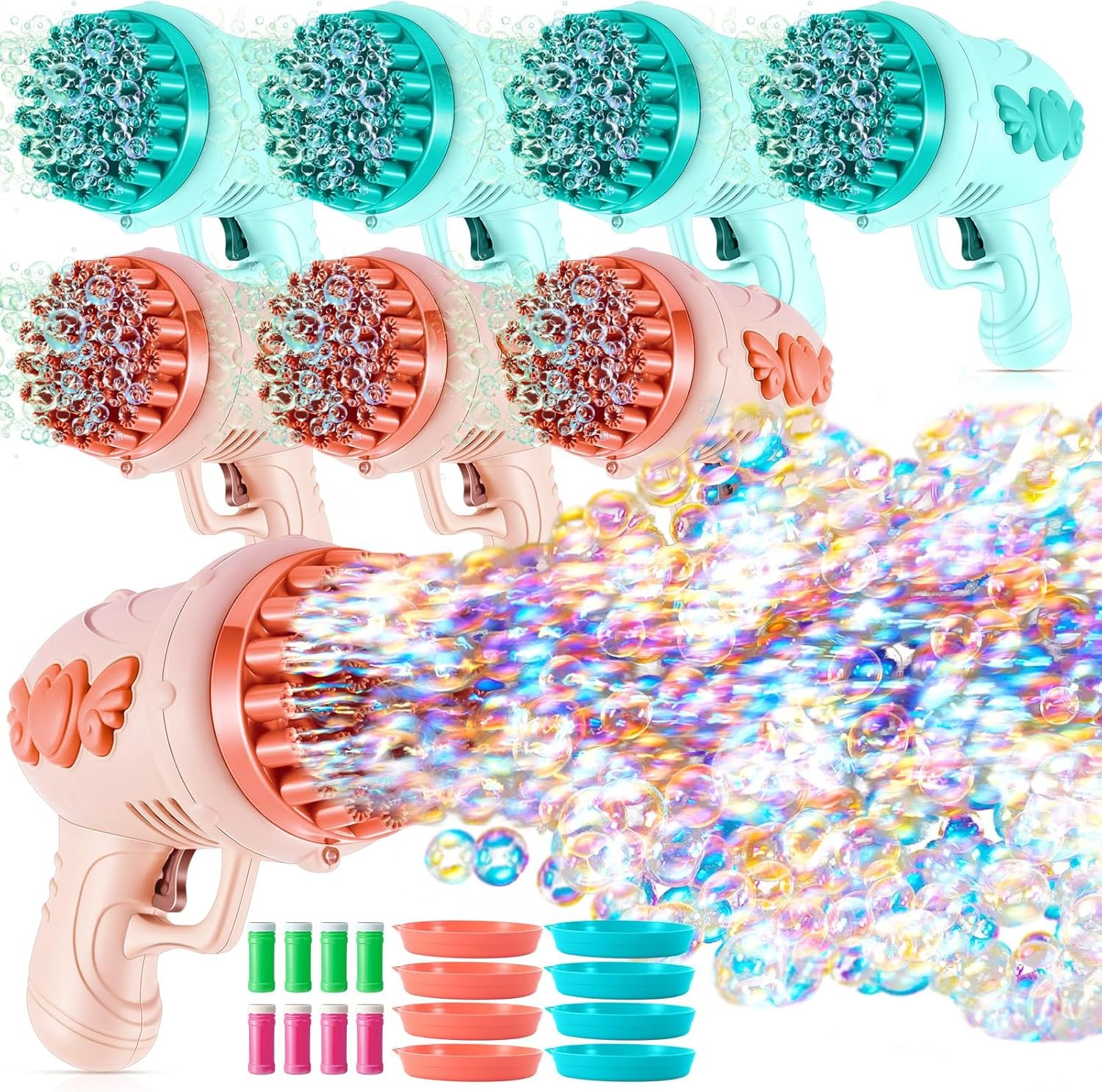 Wholesale 8 Pack 32-Hole Wedding Bubble Guns with Lights Bubble Solution Bottles Romantic Outdoor Ceremony Party Favors Photo Props Green Pink Supplier