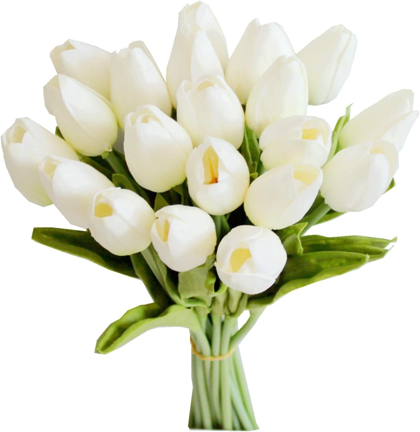 Wholesale Artificial Tulips 20 Stems White PU Faux Flowers 13.5 Inch for Valentine's Day New Year Wedding Home Decor Supplier