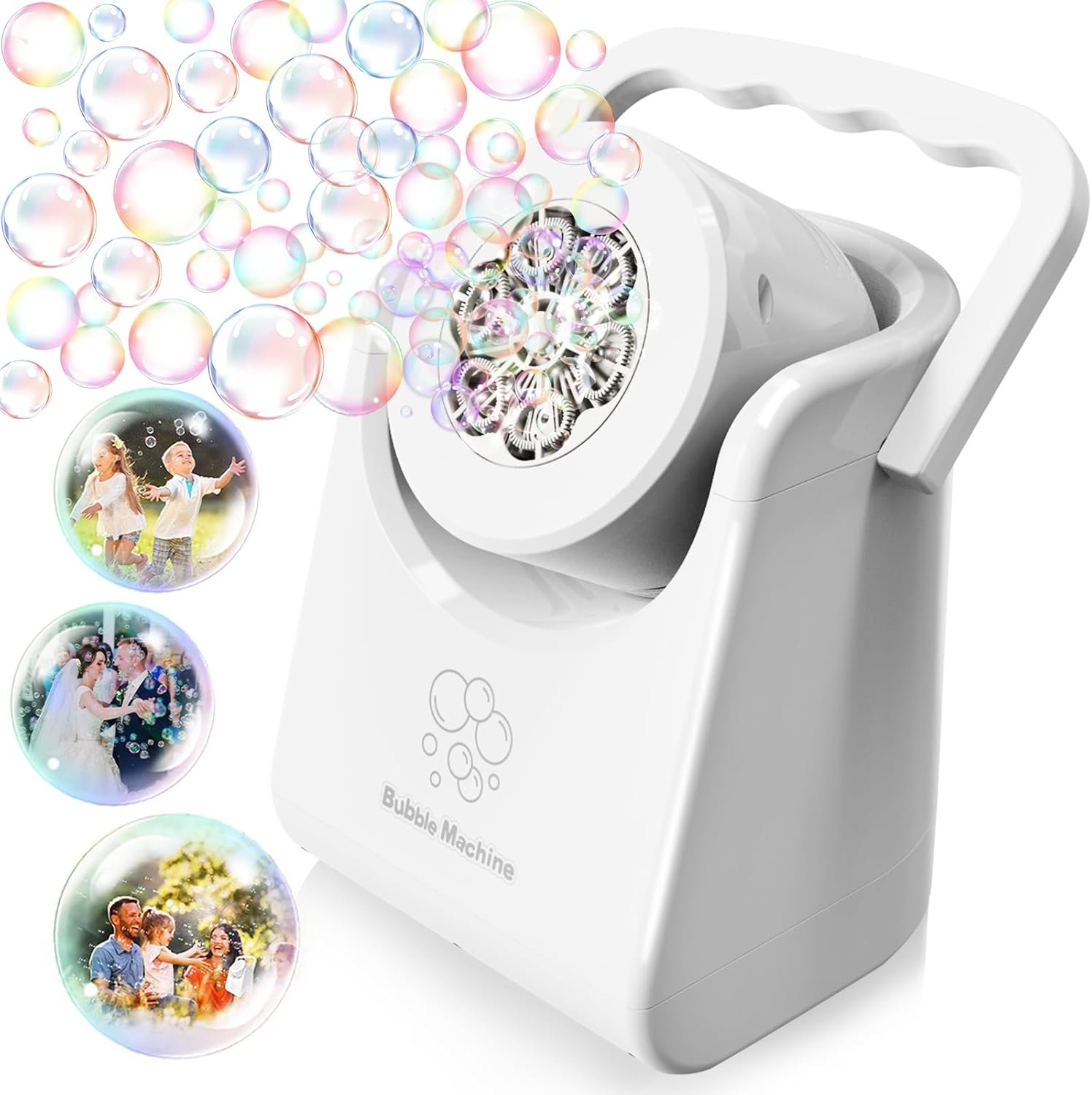 Wholesale Automatic Battery Operated Portable Bubble Machine 90° Adjustable Angle Kids Indoor Outdoor Party Wedding Toy White Supplier