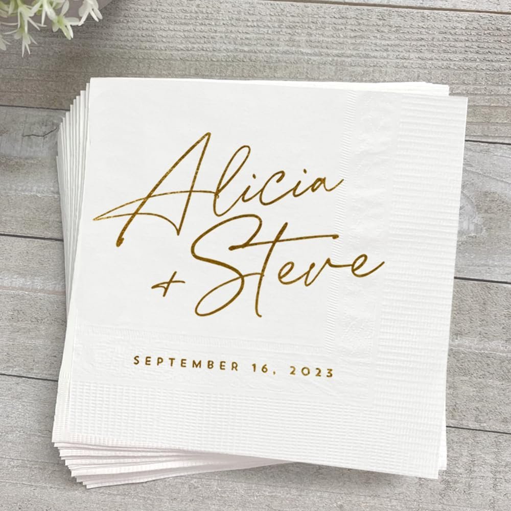 Wholesale Custom Monogrammed Wedding Cocktail Dinner Napkins Bridal Shower Engagement Party Decor Supplier