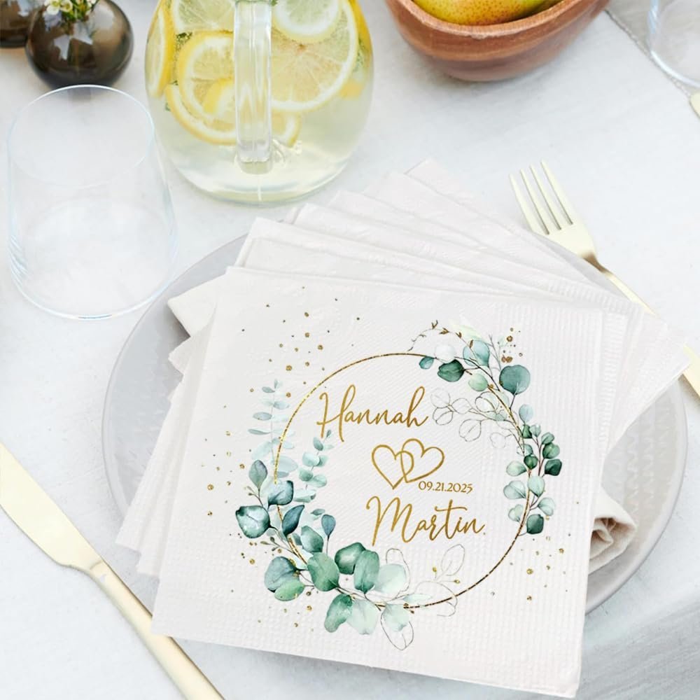 Wholesale Custom Personalized Monogram Wedding Cocktail Cake Dinner Napkins for Parties Anniversaries Supplier