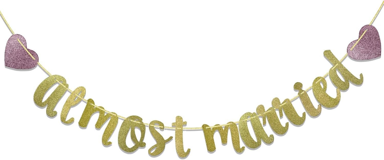 Wholesale Gold Glitter Almost Married Banner Engagement Wedding Rehearsal Party Decor Supplier