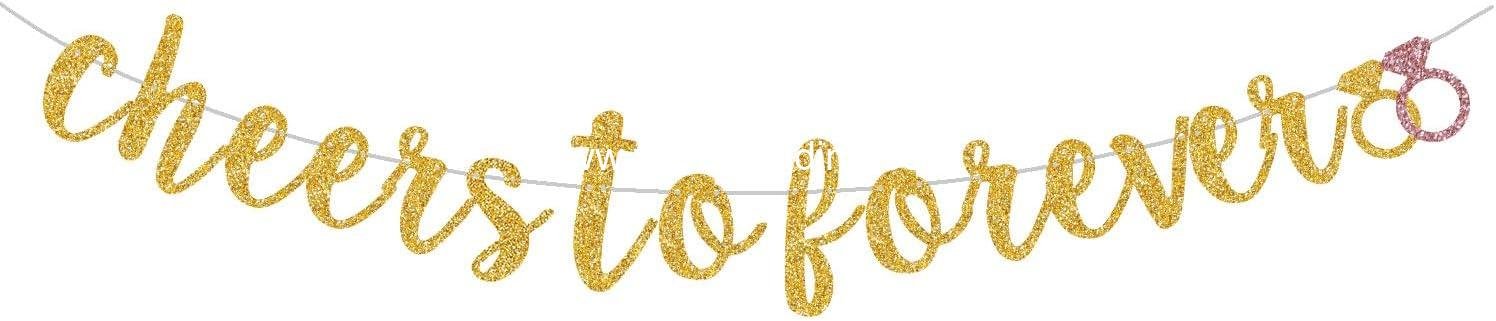 Wholesale Gold Glitter Cheers To Forever Banner Engagement Wedding Bridal Shower Decorations Pre-Strung Supplier