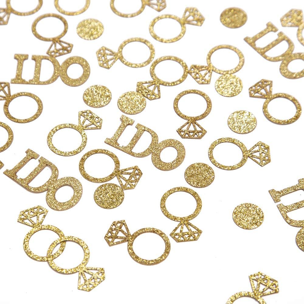 Wholesale Gold Glitter Diamond Ring Wedding Table Confetti I Do Engagement Bachelorette Bridal Shower Scatter Supplier