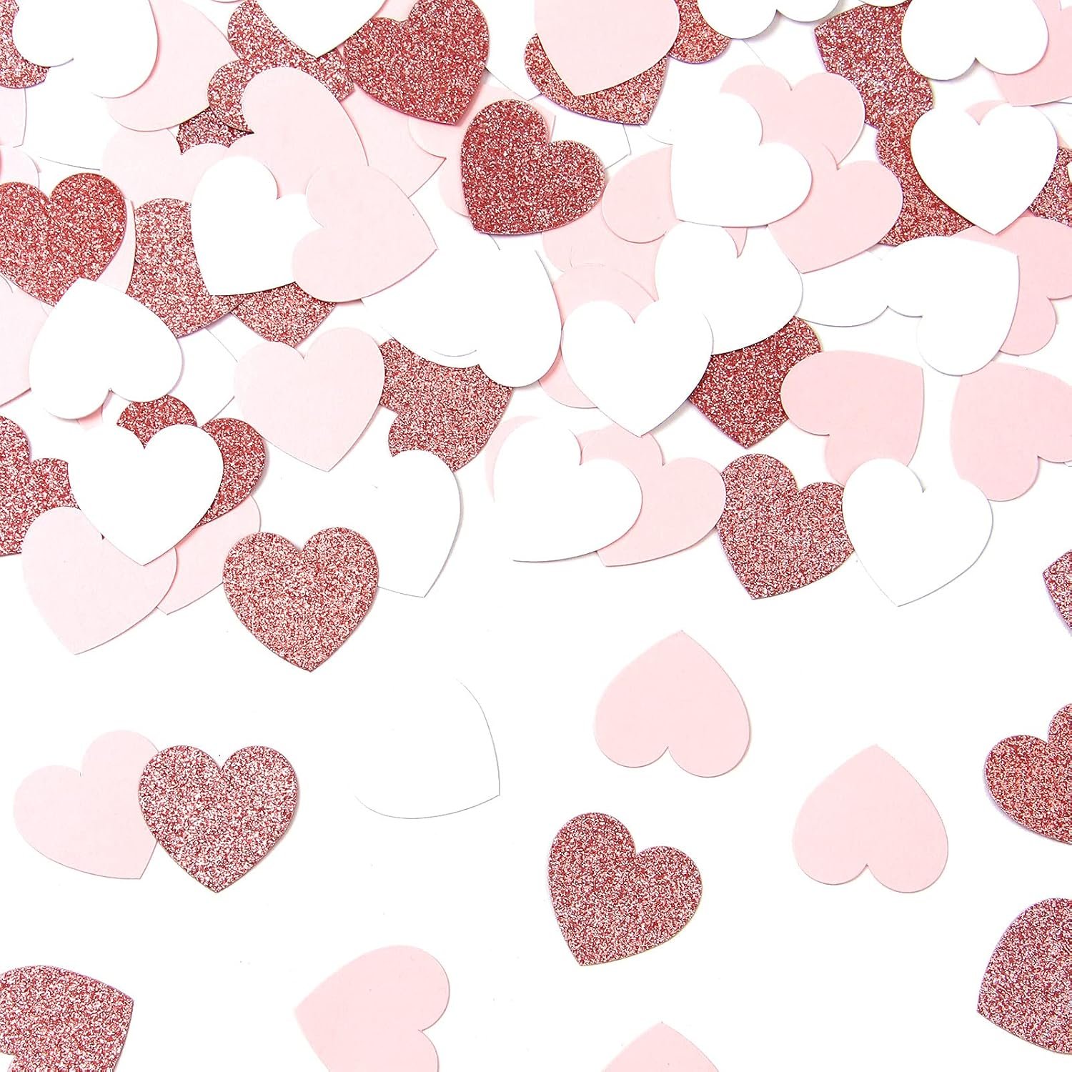 Wholesale Rose Gold Pink Heart Confetti 200pcs Valentine's Day Mothers Day Brunch Engagement Bachelorette Wedding Baby Shower Birthday Party Table Decor Glitter Paper Supplier