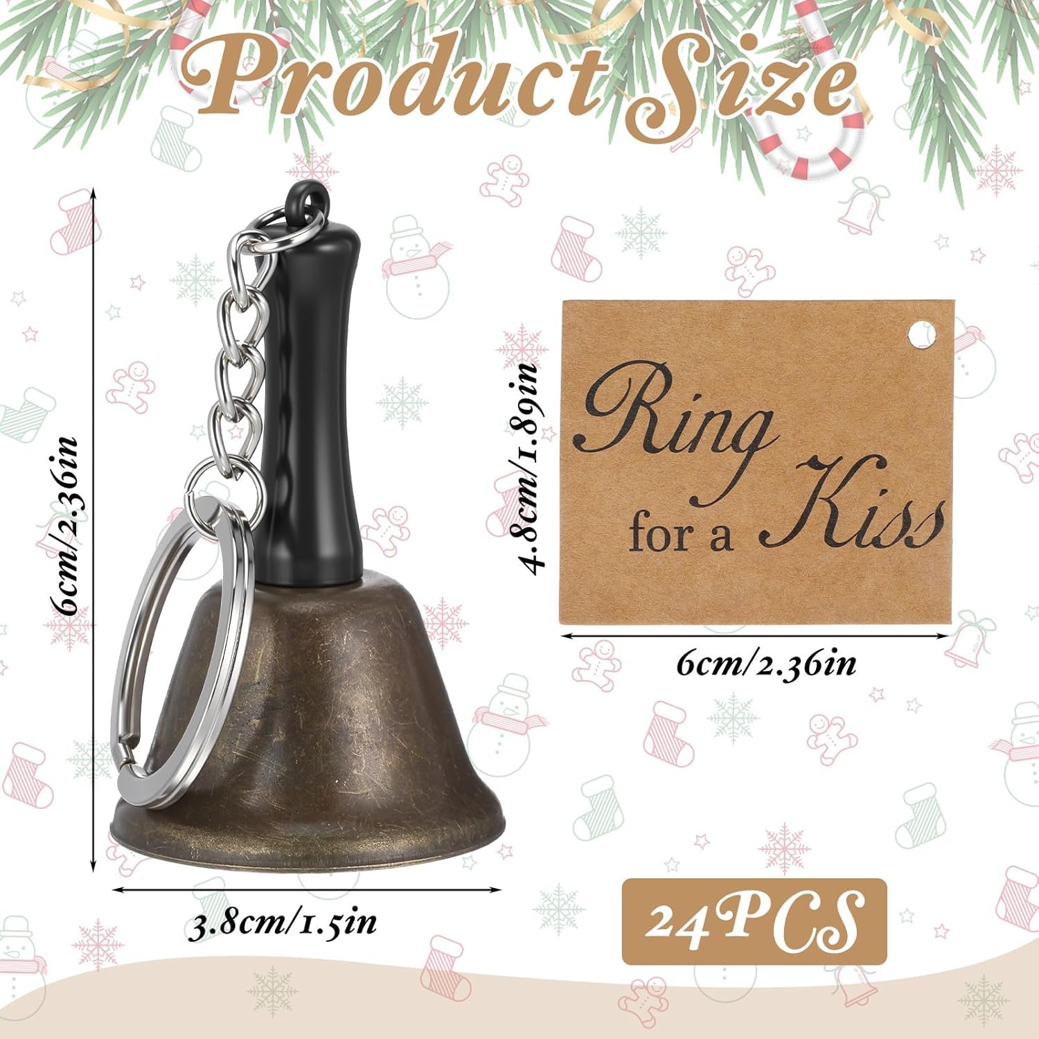 Wholesale 24 Sets Wedding Kissing Bells Rings for Kiss with Tags Bulk Reception Goodie Bags Supplier