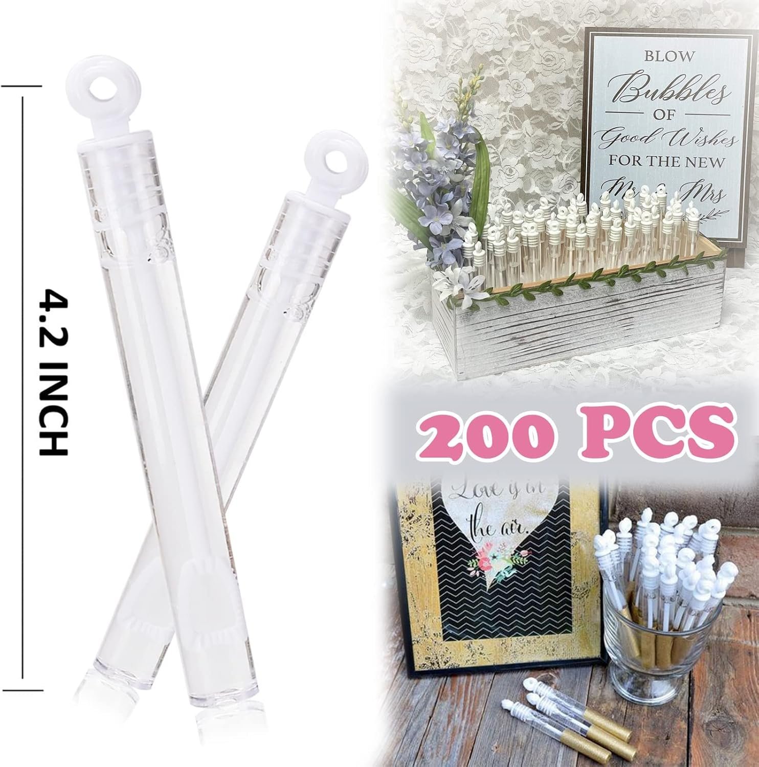 Wholesale 200 Pack Mini Bubble Wands White Bubble Stick Bulk for Wedding Supplies Anniversaries Valentines Day Celebrations Party Favors Couples Guests Kids Supplier