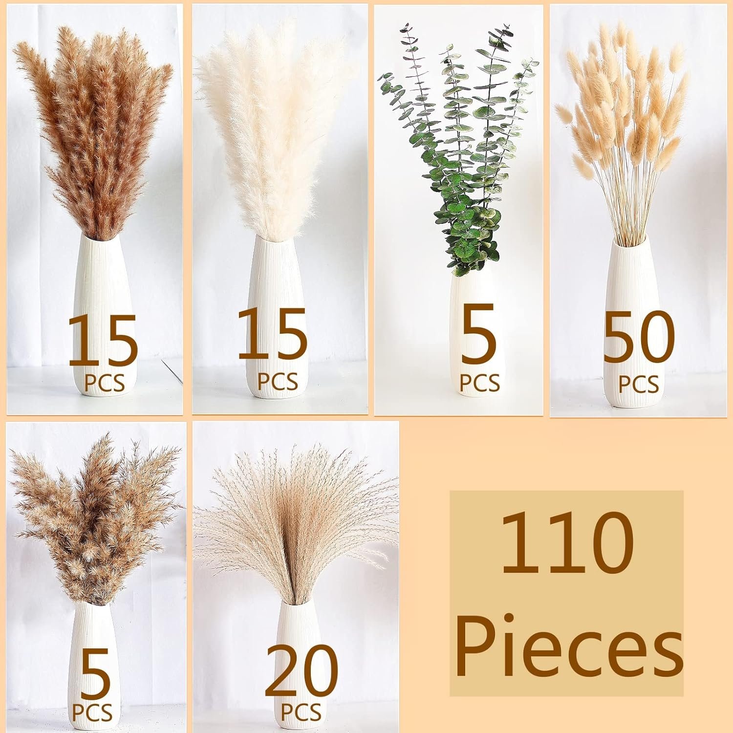 Wholesale 110 PCS Naturally Dried Boho Pampas Grass Bunny Tails Flowers Eucalyptus Wedding Boho Party Table Decor Supplier Wholesale 110 PCS Naturally Dried Boho Pampas Grass Bunny Tails Flowers Eucalyptus Wedding Boho Party Table Decor Supplier