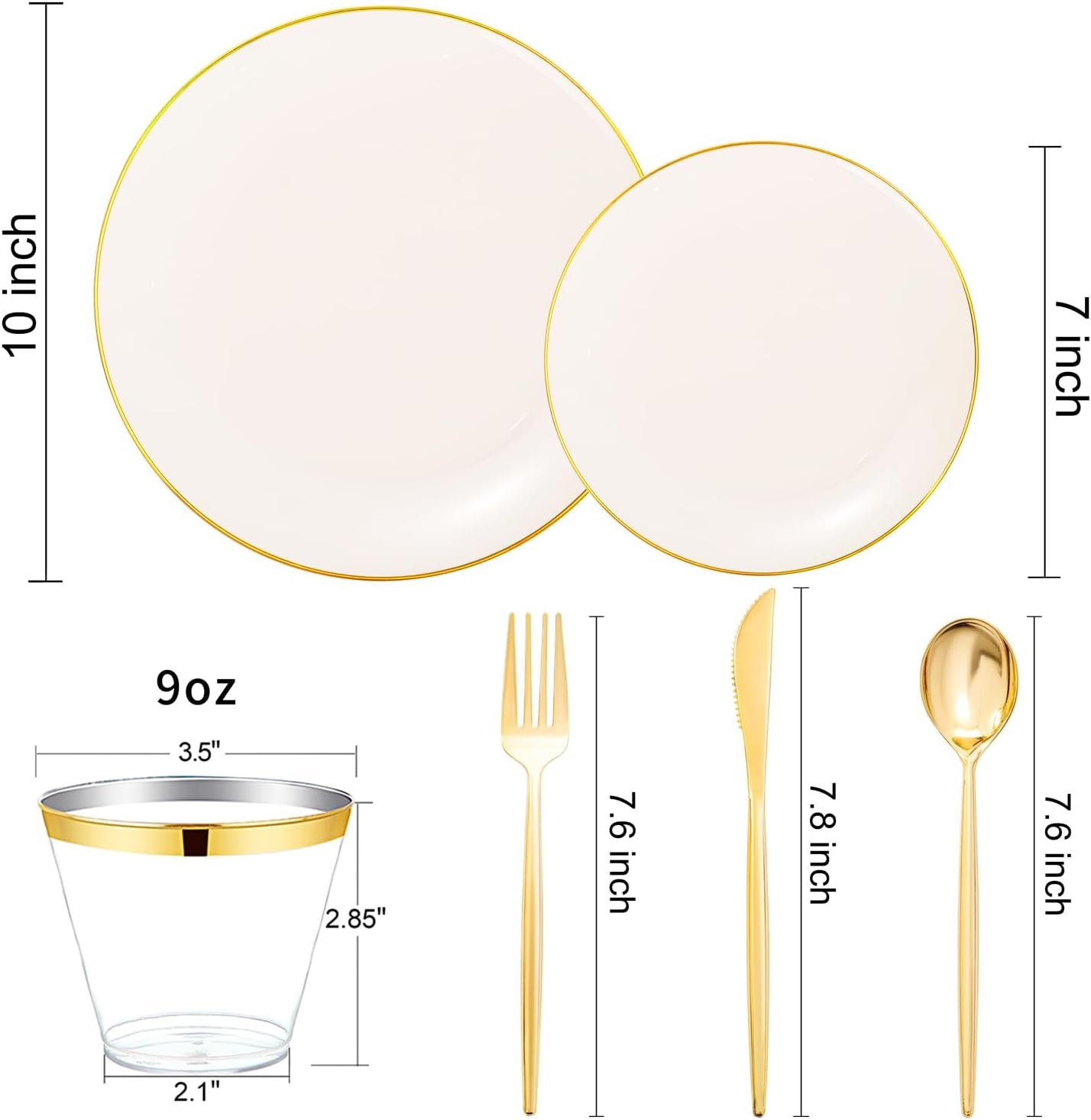 Wholesale 150PCS Ivory Plastic Plates Gold Trim Heavy Duty Disposable Party Wedding Set 25 Each Dinner Dessert Plates Knives Forks Spoons Cups Supplier Wholesale 150PCS Ivory Plastic Plates Gold Trim Heavy Duty Disposable Party Wedding Set 25 Each Dinner Dessert Plates Knives Forks Spoons Cups Supplier