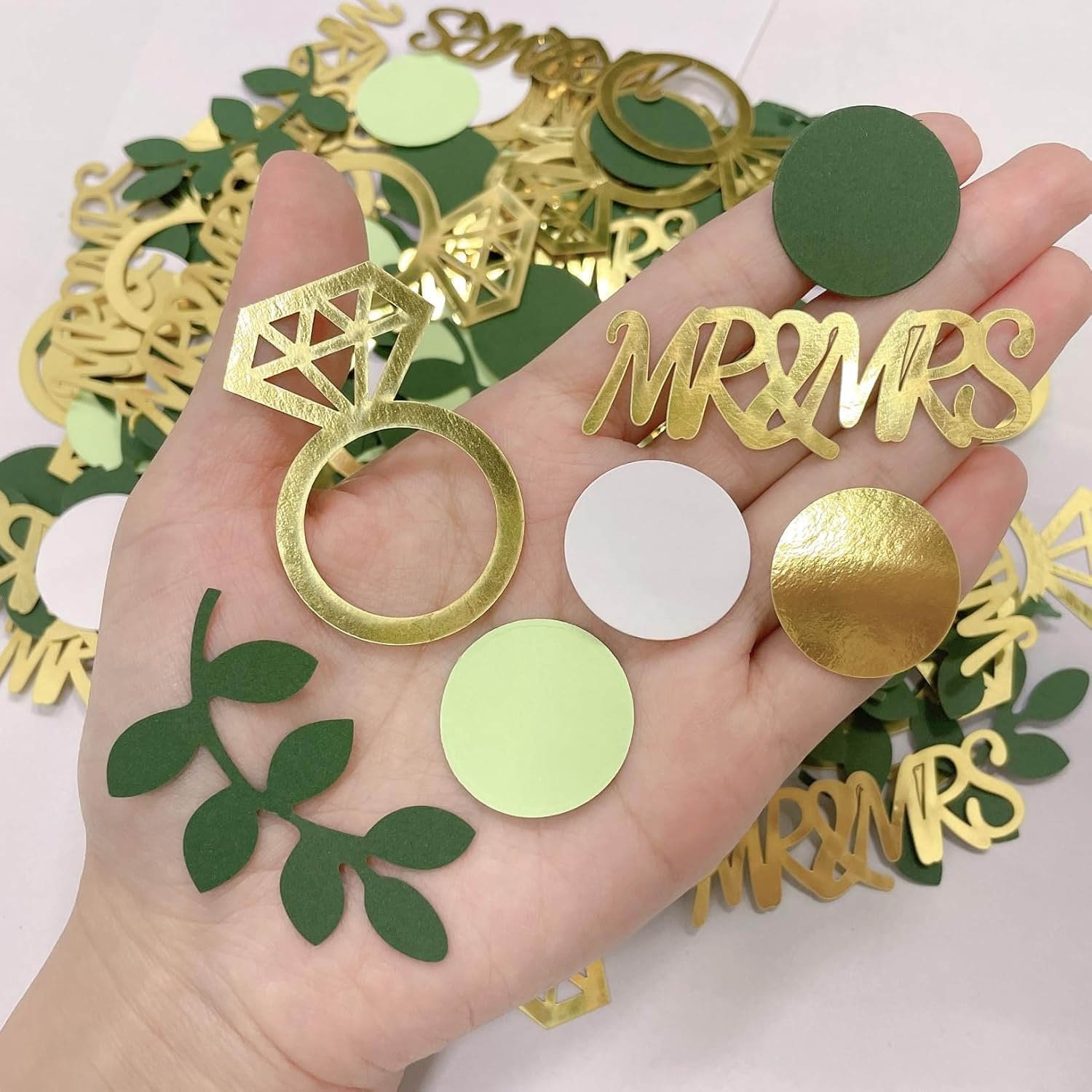 Wholesale 280PCS Sage Green Greenery Bridal Shower Table Confetti Decorations MR&MRS Diamond Ring for Wedding Engagement Bachelorette Bride to Be Party Supplier