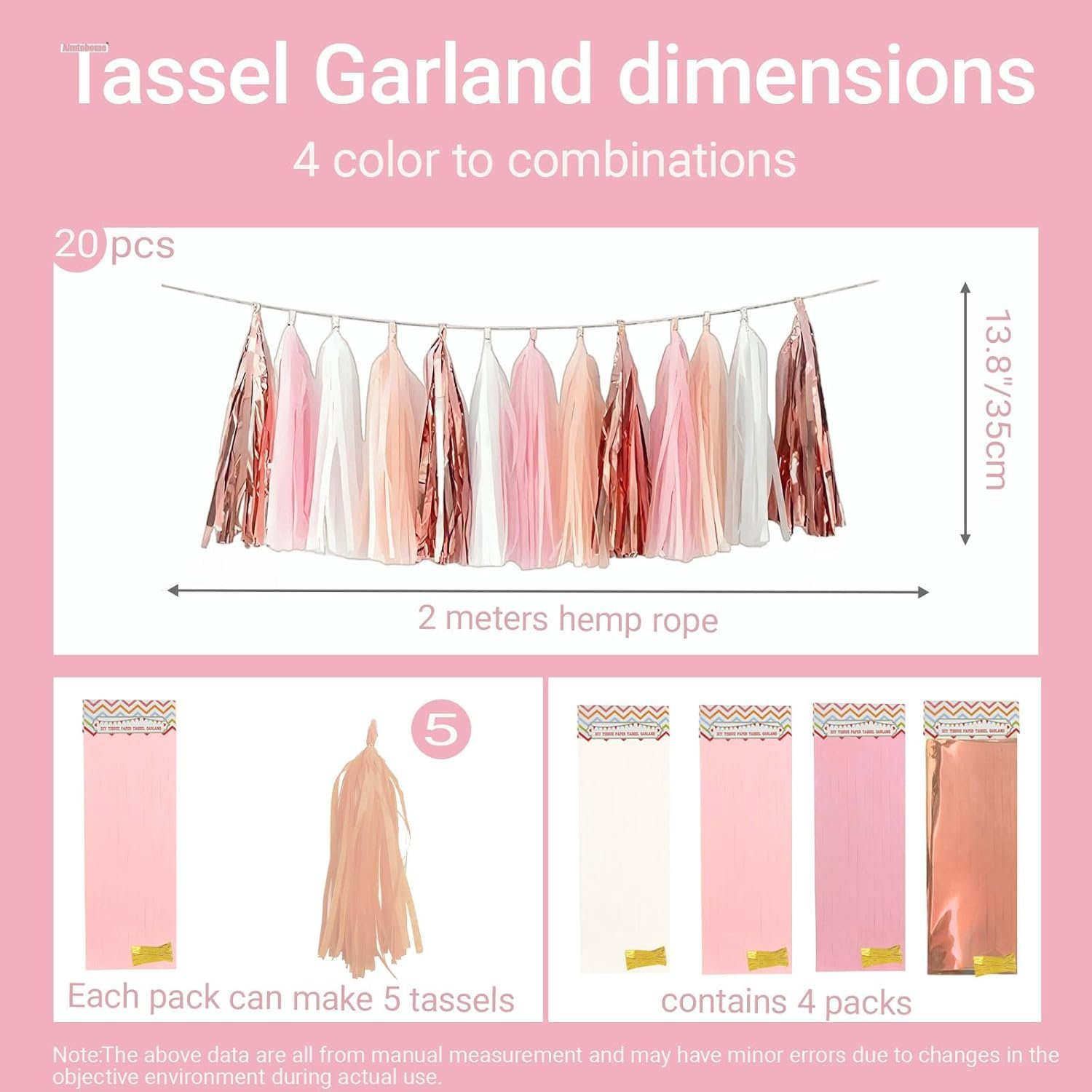 Wholesale 20 Pack Rose Gold Peach White Pink Tassel Garland Banner Party Decorations for Birthday Boho Music Festival Baby Shower Bridal Wedding Supplier Wholesale 20 Pack Rose Gold Peach White Pink Tassel Garland Banner Party Decorations for Birthday Boho Music Festival Baby Shower Bridal Wedding Supplier