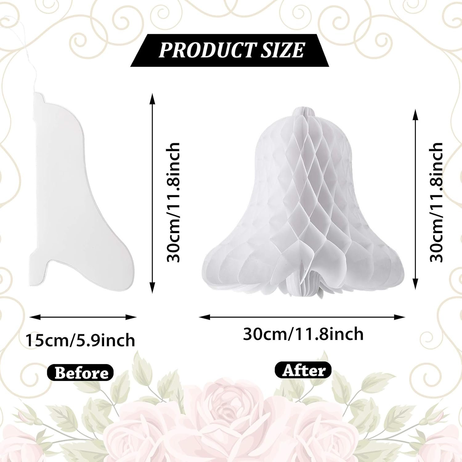 Wholesale 5 Pcs 12 Inch Large Heavy Paper Honeycomb Wedding Bells Hanging Bridal Decor for Weddings Parties Baby Showers White Supplier Wholesale 5 Pcs 12 Inch Large Heavy Paper Honeycomb Wedding Bells Hanging Bridal Decor for Weddings Parties Baby Showers White Supplier