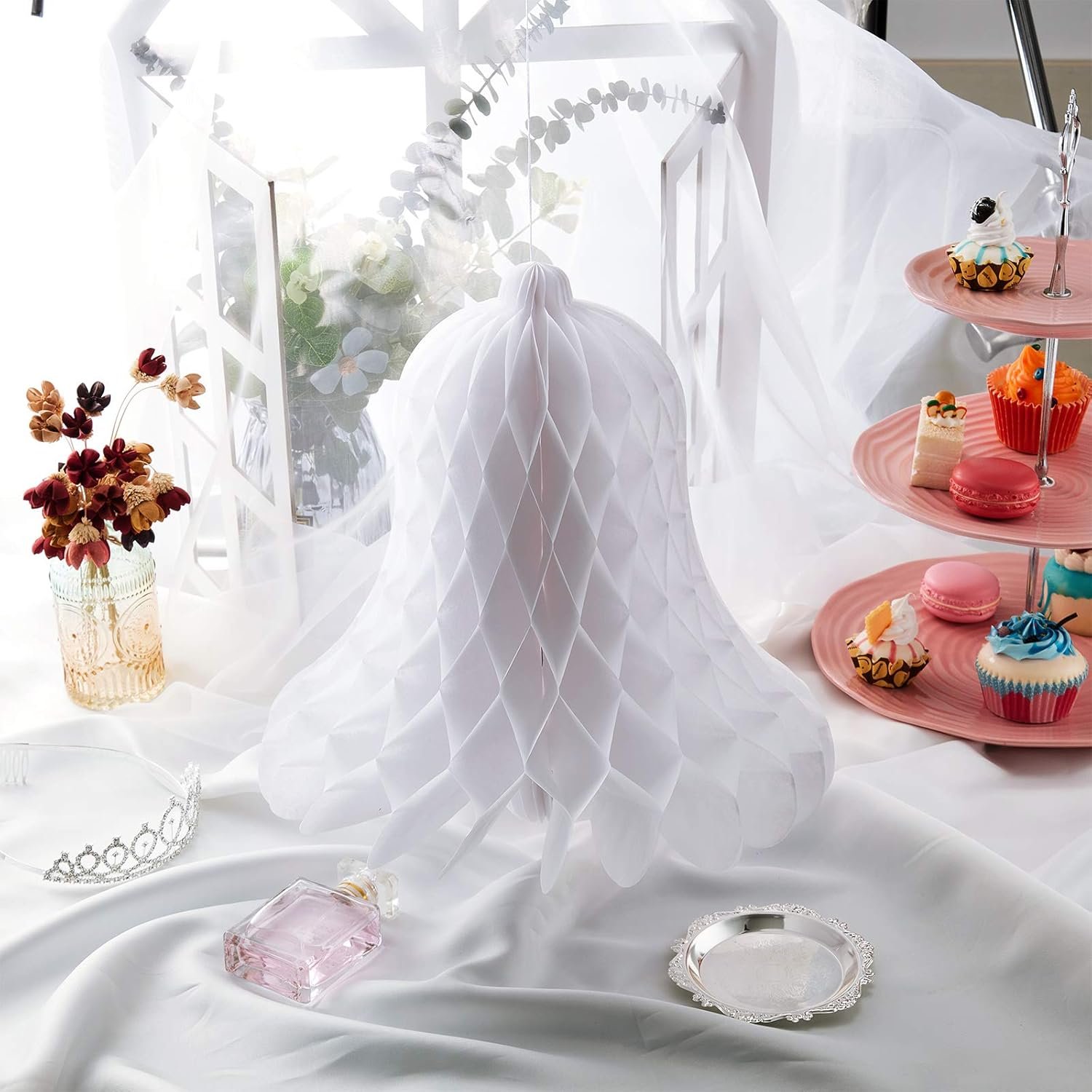 Wholesale 5 Pcs 12 Inch Large Heavy Paper Honeycomb Wedding Bells Hanging Bridal Decor for Weddings Parties Baby Showers White Supplier Wholesale 5 Pcs 12 Inch Large Heavy Paper Honeycomb Wedding Bells Hanging Bridal Decor for Weddings Parties Baby Showers White Supplier