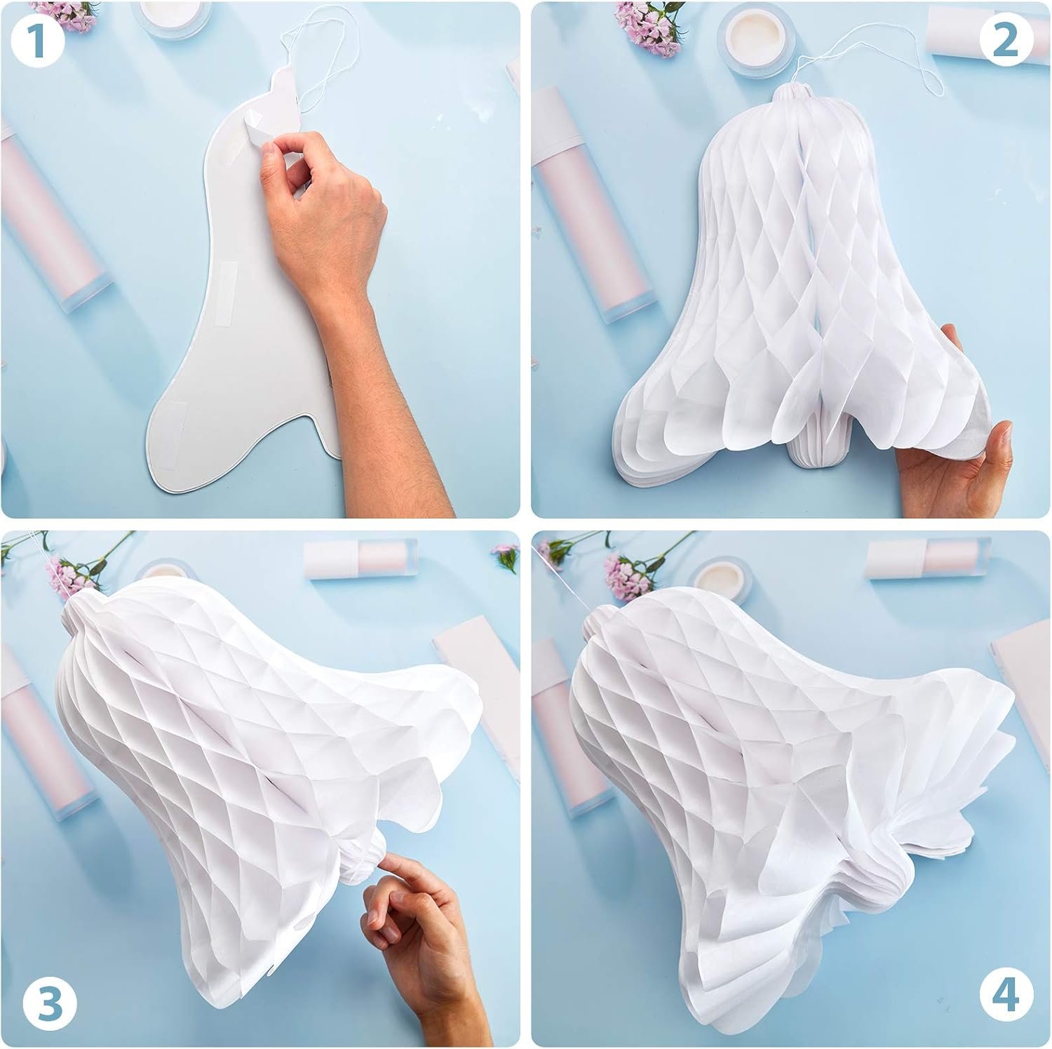 Wholesale 5 Pcs 12 Inch Large Heavy Paper Honeycomb Wedding Bells Hanging Bridal Decor for Weddings Parties Baby Showers White Supplier Wholesale 5 Pcs 12 Inch Large Heavy Paper Honeycomb Wedding Bells Hanging Bridal Decor for Weddings Parties Baby Showers White Supplier
