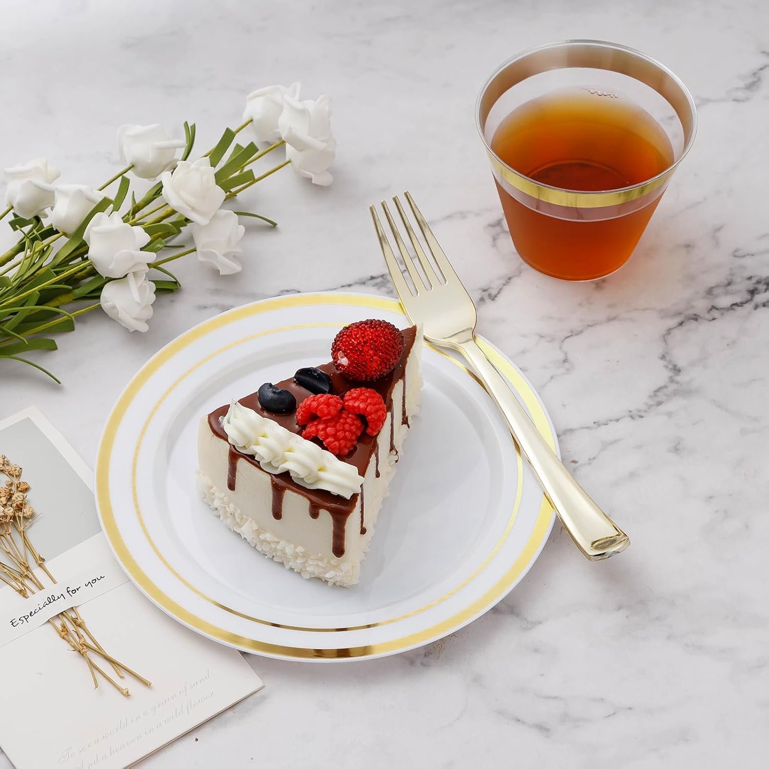 Wholesale 600PCS Gold Dinnerware Set for 100 Guests 100 Gold Disposable Plates 100 Dessert Plates 100 Cups 100 Spoons 100 Forks 100 Knives Plastic Party Supplier Wholesale 600PCS Gold Dinnerware Set for 100 Guests 100 Gold Disposable Plates 100 Dessert Plates 100 Cups 100 Spoons 100 Forks 100 Knives Plastic Party Supplier