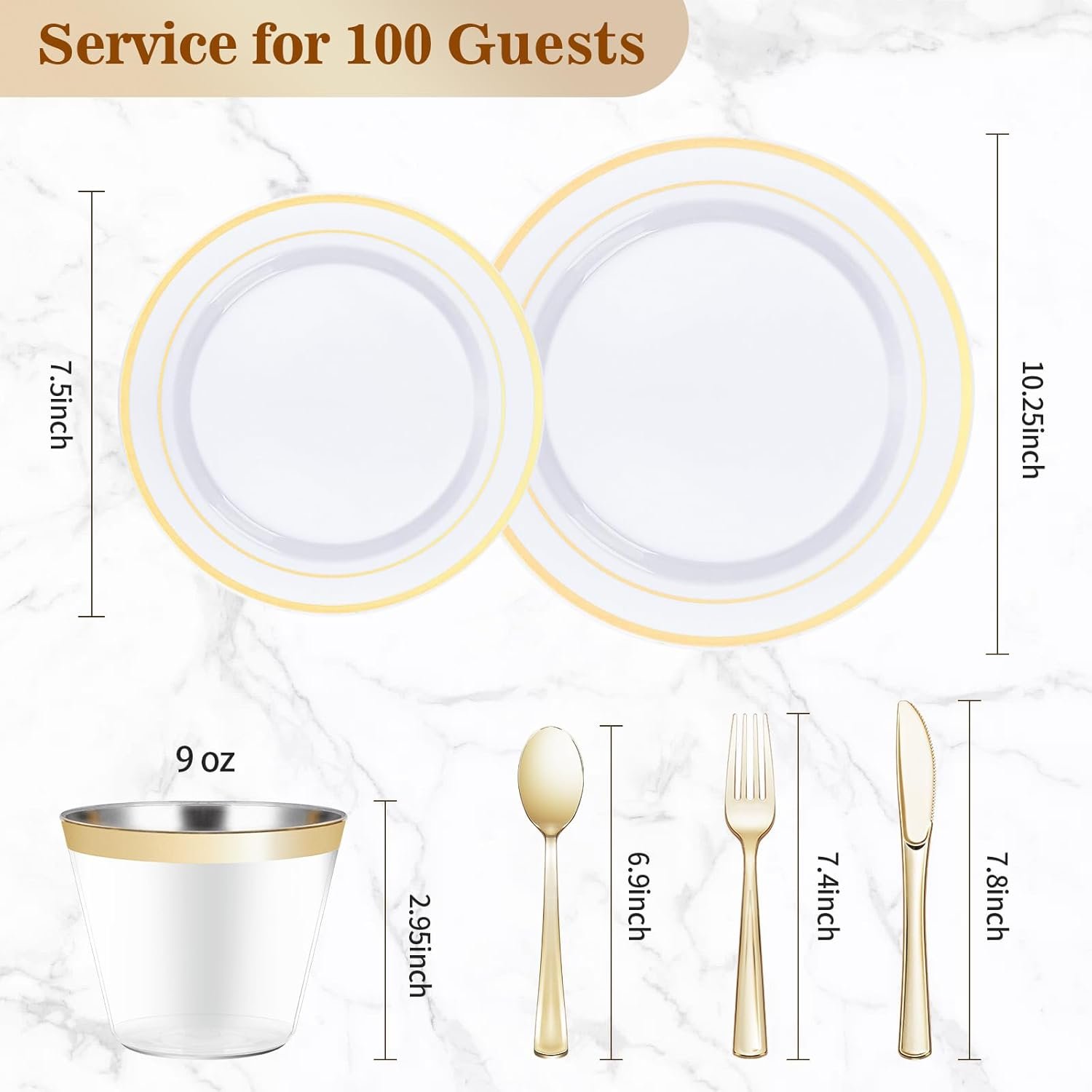 Wholesale 600PCS Gold Dinnerware Set for 100 Guests 100 Gold Disposable Plates 100 Dessert Plates 100 Cups 100 Spoons 100 Forks 100 Knives Plastic Party Supplier Wholesale 600PCS Gold Dinnerware Set for 100 Guests 100 Gold Disposable Plates 100 Dessert Plates 100 Cups 100 Spoons 100 Forks 100 Knives Plastic Party Supplier