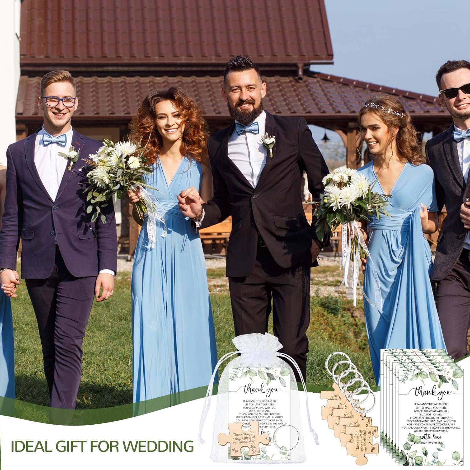 Wholesale 50 Sets Rustic Wood Puzzle Keychain Wedding Favors Thank You Cards Organza Bags Guests Party Bridal Shower Souvenirs Supplier Wholesale 50 Sets Rustic Wood Puzzle Keychain Wedding Favors Thank You Cards Organza Bags Guests Party Bridal Shower Souvenirs Supplier