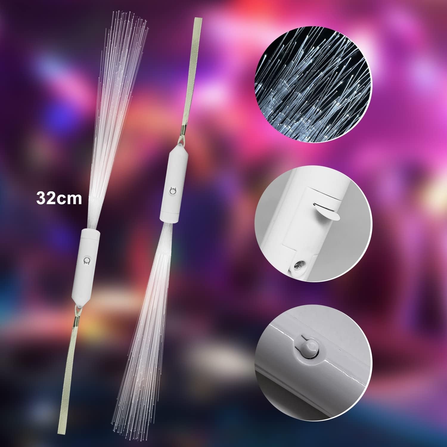 Wholesale 12pcs 3 Flashing Modes Glow in the Dark White Fiber Optic Glow Sticks Wands Party Favors Supplier Wholesale 12pcs 3 Flashing Modes Glow in the Dark White Fiber Optic Glow Sticks Wands Party Favors Supplier