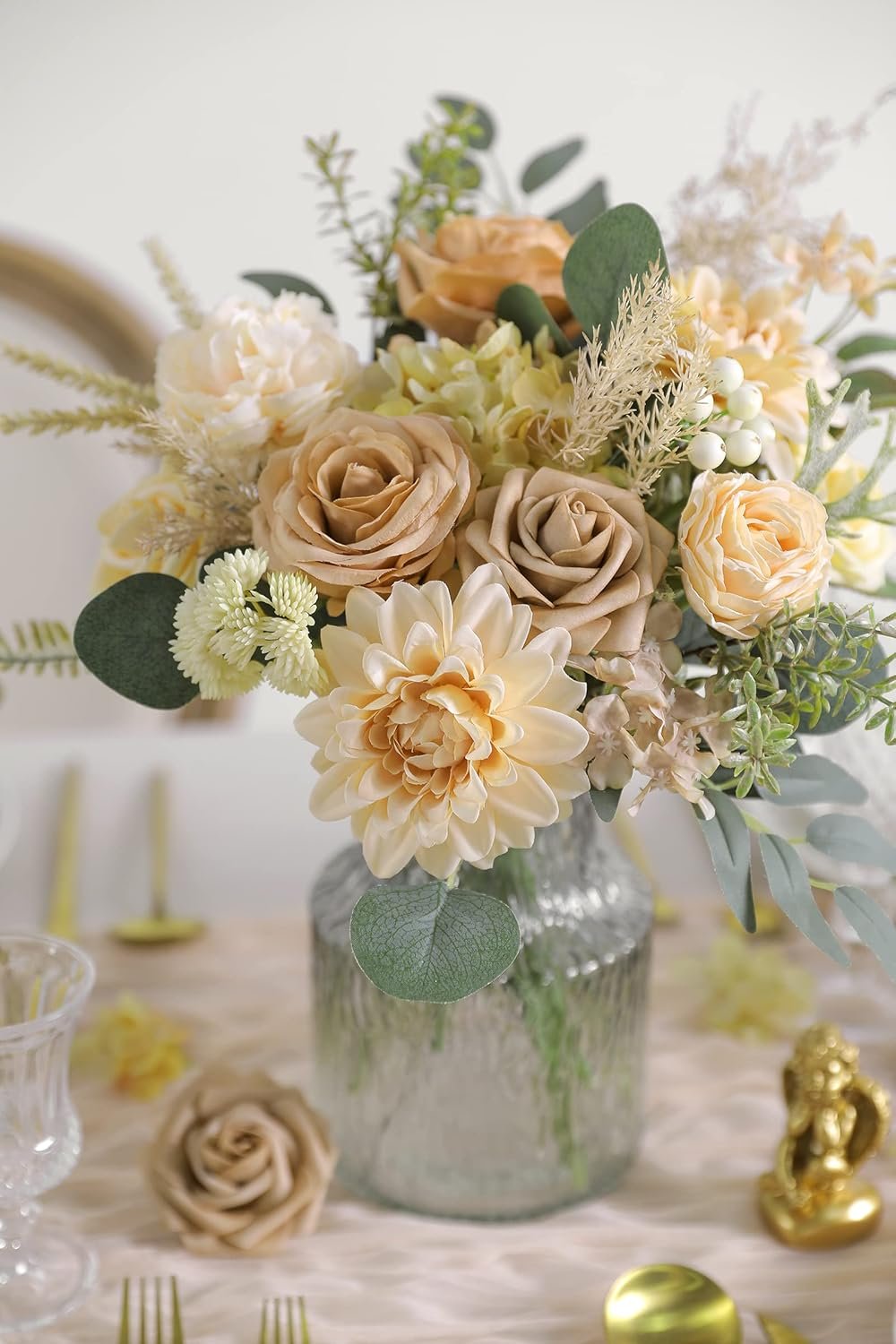 Wholesale Artificial Silk Flowers Fake Rose Combo Box Set DIY Wedding Bouquets Centerpieces Home Decor Nude Color Supplier