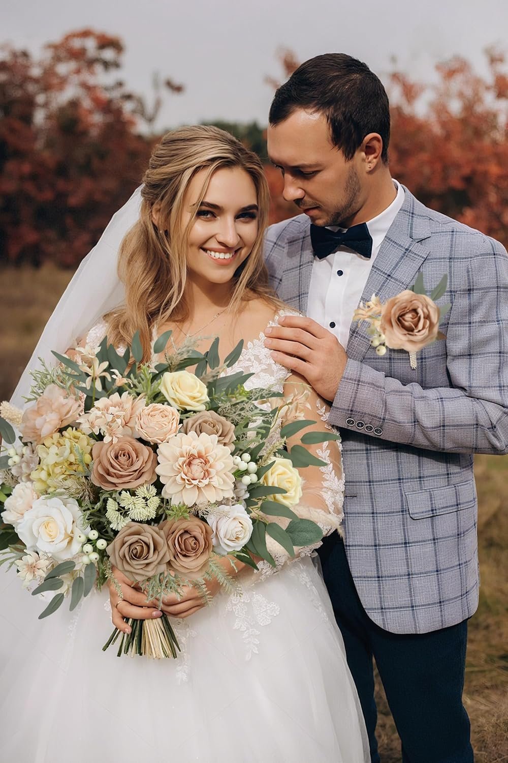 Wholesale Artificial Silk Flowers Fake Rose Combo Box Set DIY Wedding Bouquets Centerpieces Home Decor Nude Color Supplier