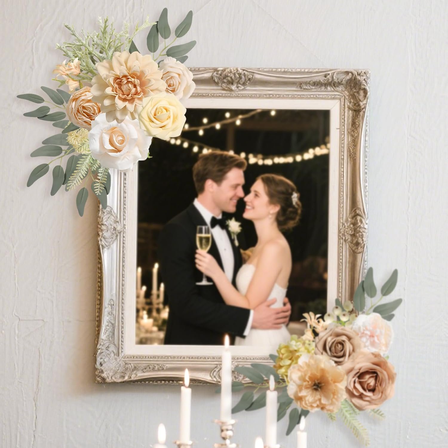 Wholesale Artificial Silk Flowers Fake Rose Combo Box Set DIY Wedding Bouquets Centerpieces Home Decor Nude Color Supplier