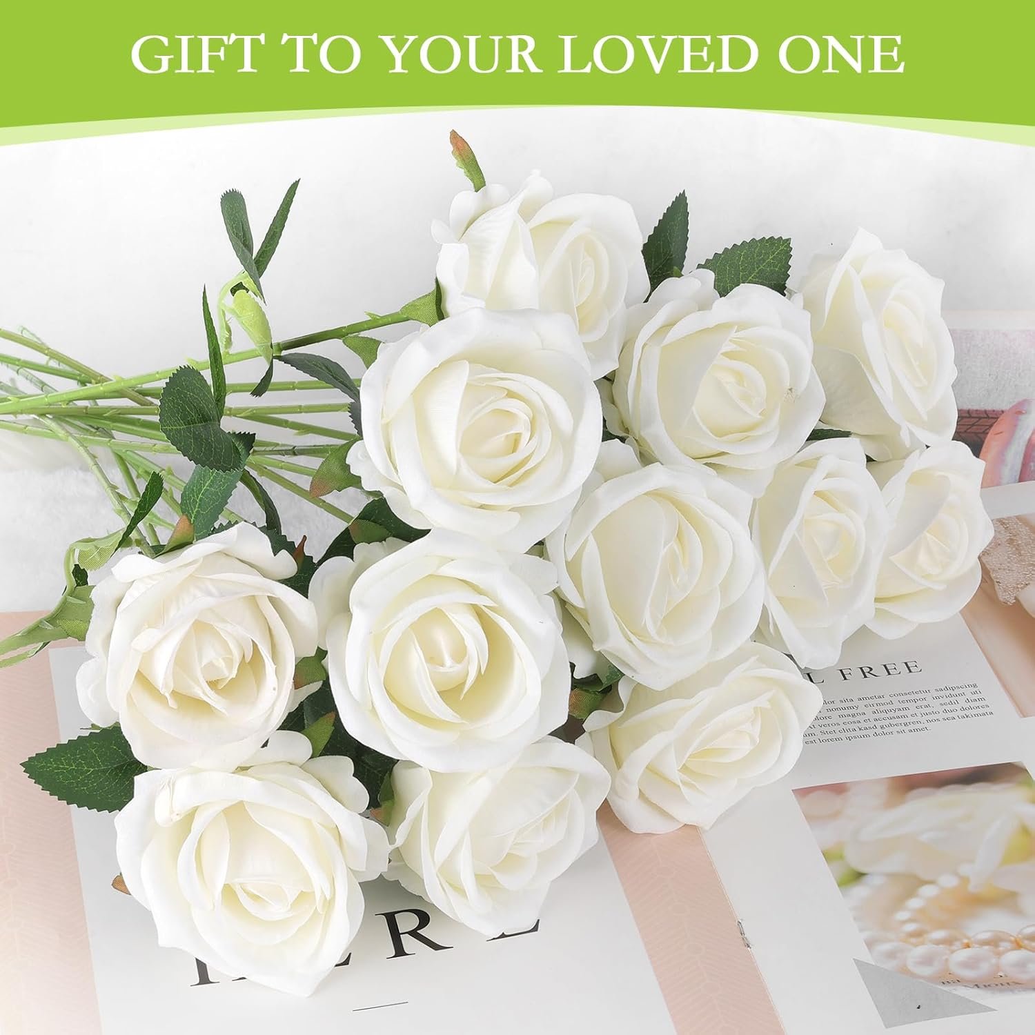 Wholesale Bulk Artificial Velvet Silk Roses Realistic Fake Roses Wedding Centerpieces Flower Arrangements Home Decor (50, White) Supplier