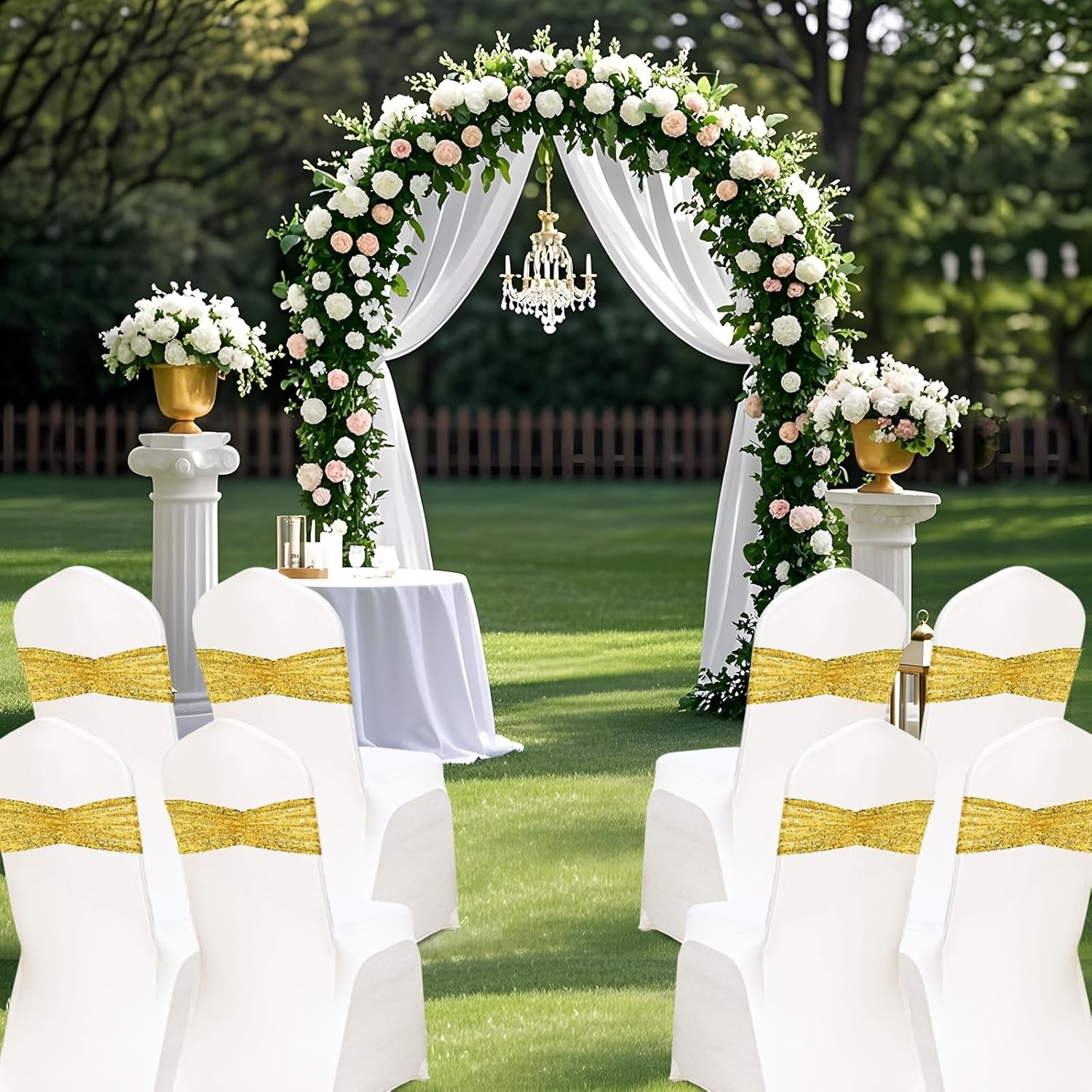 Wholesale Set of 20 Gold Sequin Chair Sashes for Wedding Party Decor Supplier