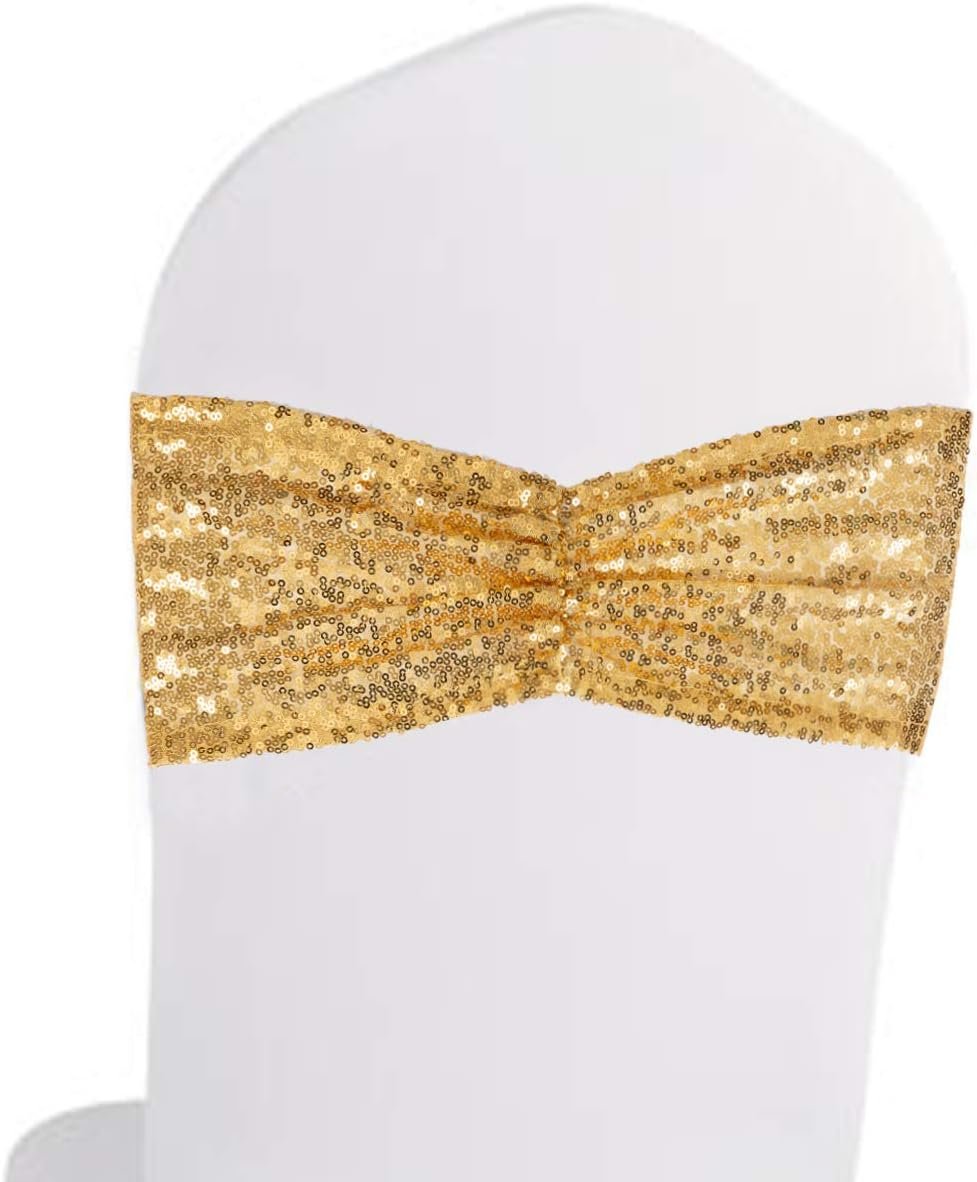 Wholesale Set of 20 Gold Sequin Chair Sashes for Wedding Party Decor Supplier