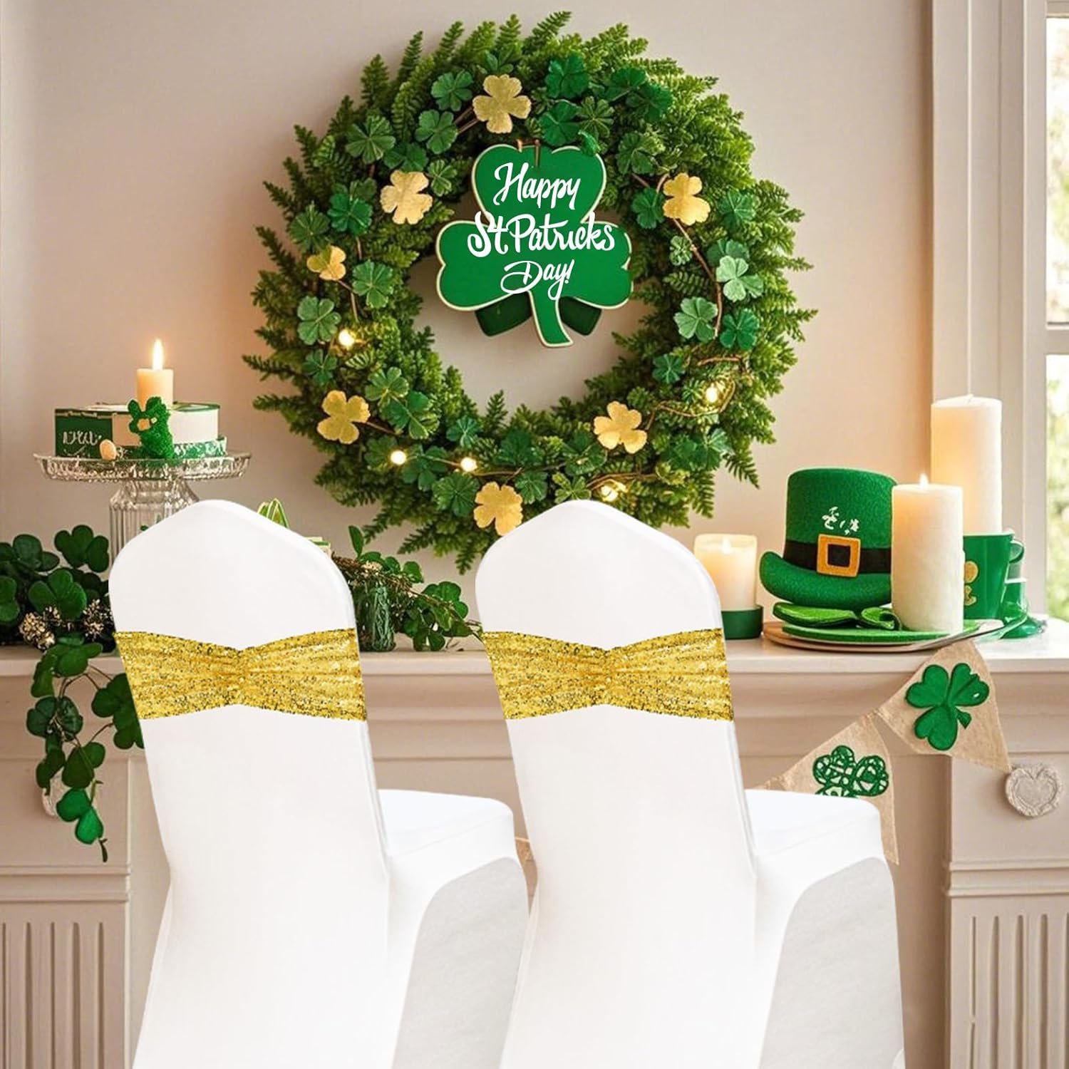 Wholesale Set of 20 Gold Sequin Chair Sashes for Wedding Party Decor Supplier