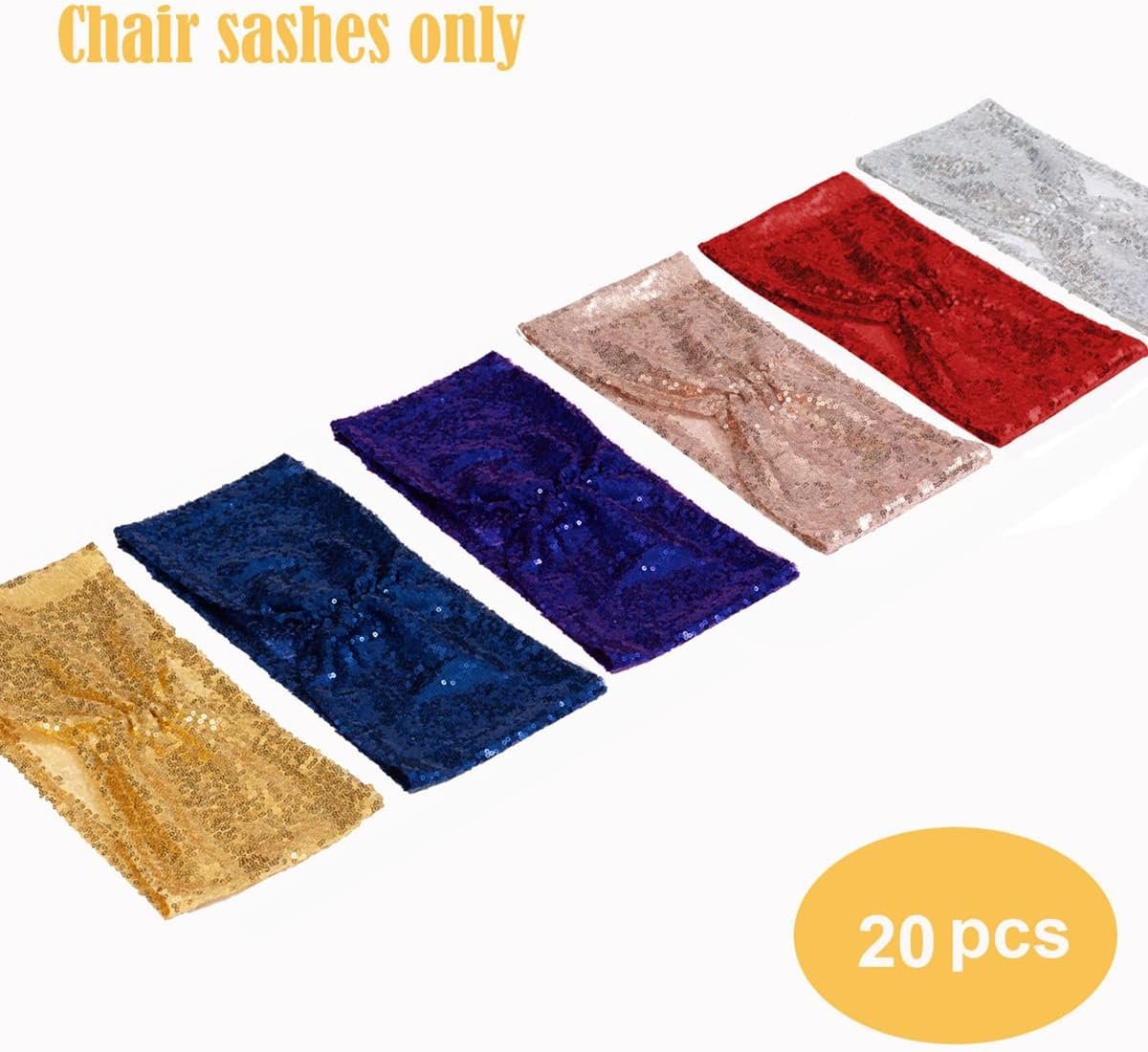 Wholesale Set of 20 Gold Sequin Chair Sashes for Wedding Party Decor Supplier