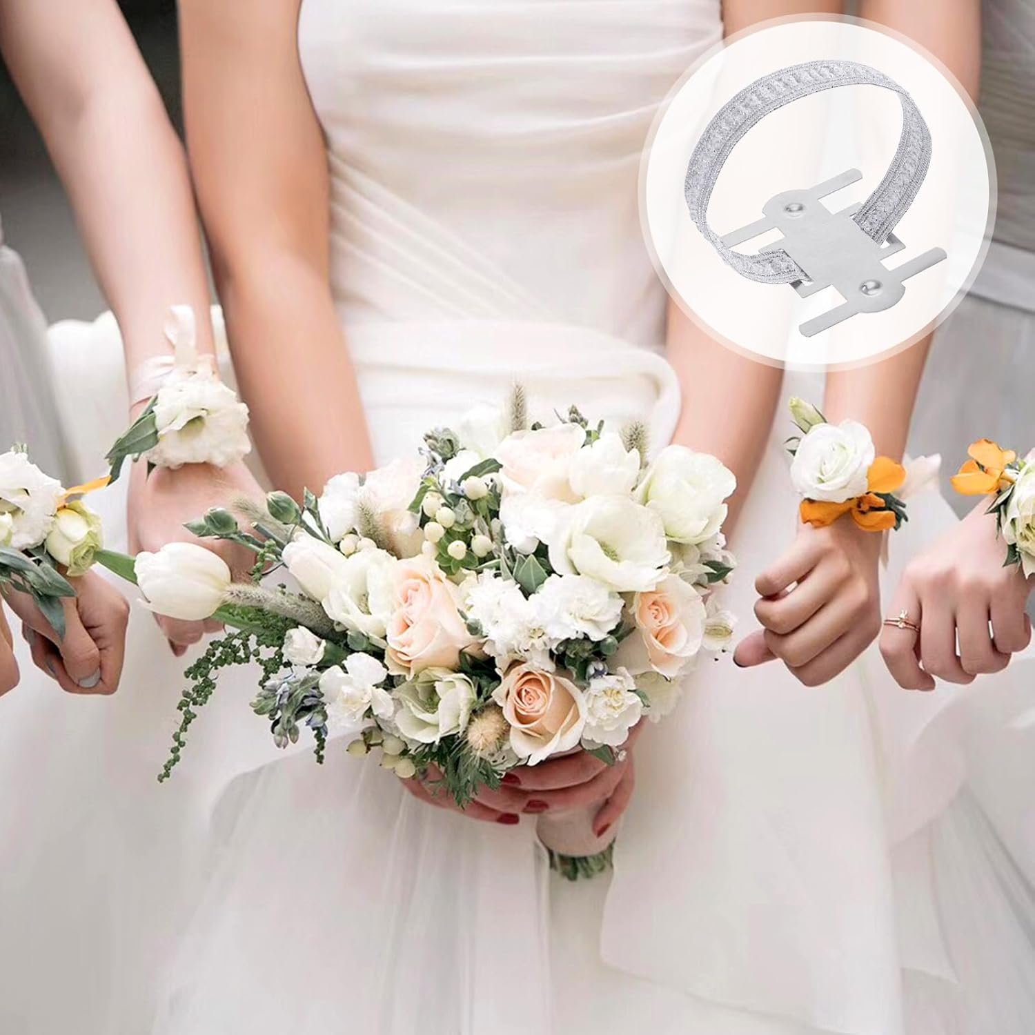 Wholesale 14 PCS Elastic Silver Wrist Corsage Bands Wedding Prom Flowers DIY Bridesmaid Accessories Supplier Wholesale 14 PCS Elastic Silver Wrist Corsage Bands Wedding Prom Flowers DIY Bridesmaid Accessories Supplier