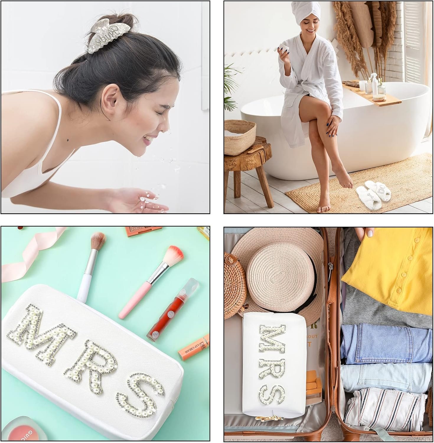 Wholesale Bride To Be Gift Set Makeup Bag I Do Slippers Robe Hair Clip Wedding Gifts Supplier