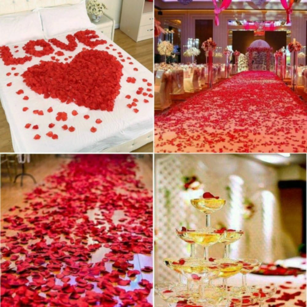 Wholesale 2200 PCS Dark-Red Silk Rose Petals for Romantic Night Wedding Proposal Anniversary Flower Decorations Supplier