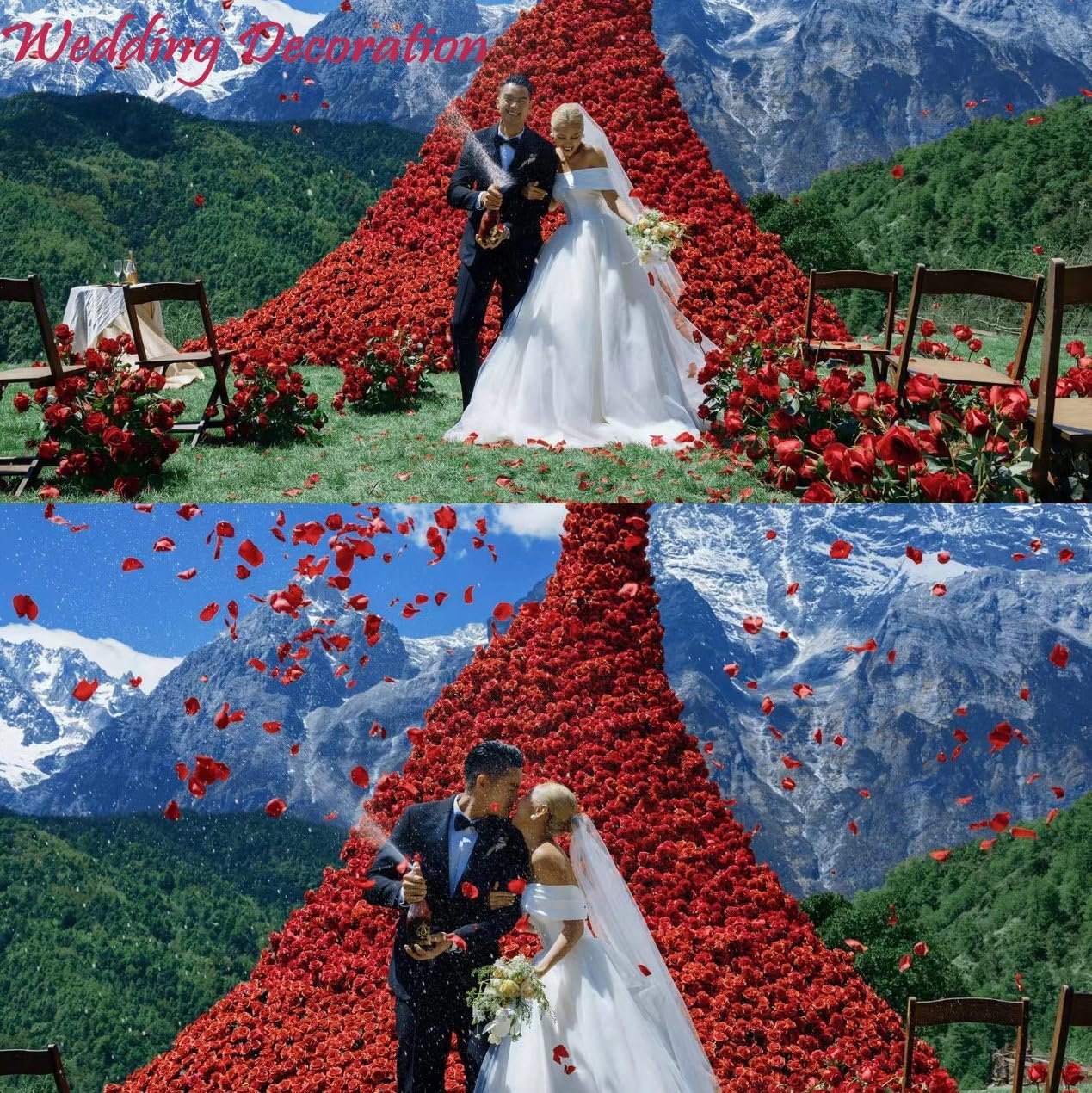 Wholesale 2200 PCS Dark-Red Silk Rose Petals for Romantic Night Wedding Proposal Anniversary Flower Decorations Supplier