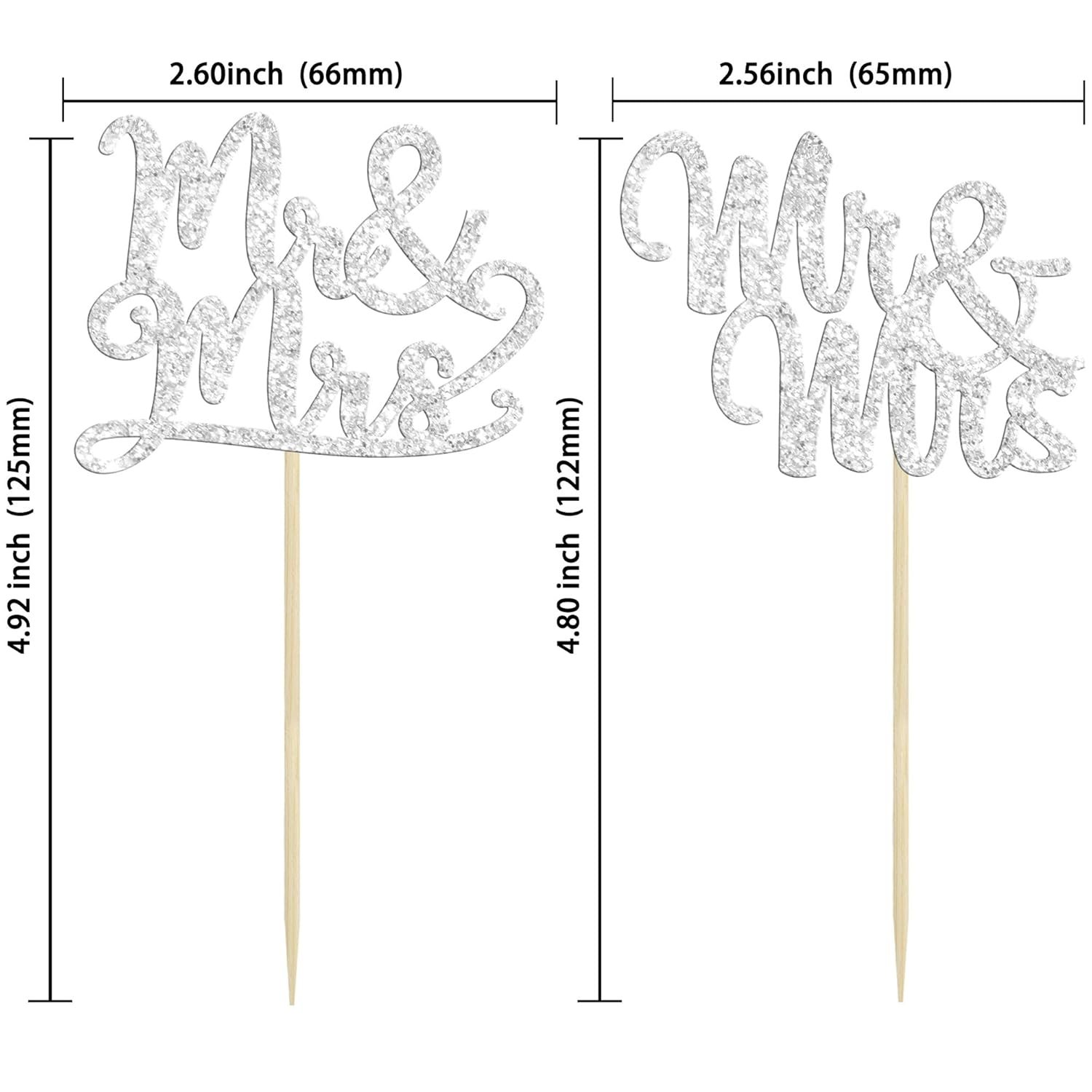 Wholesale 36Pcs Silver Glitter Mr & Mrs Cupcake Toppers Love Cake Decoration Picks Wedding Bridal Shower Party Supplies Supplier