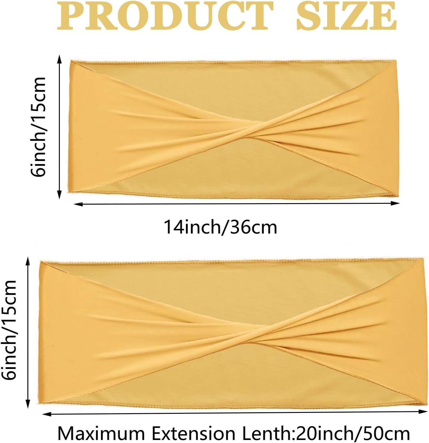 Wholesale 50 Pcs Gold Spandex Chair Sashes Elastic Bows Ties Bands Without Buckle Wedding Party Events Supplier