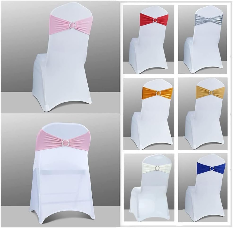 Wholesale Spandex Stretch Chair Sashes Bows with Buckle Slider Wedding Party Decorations Pink 25PCS Supplier