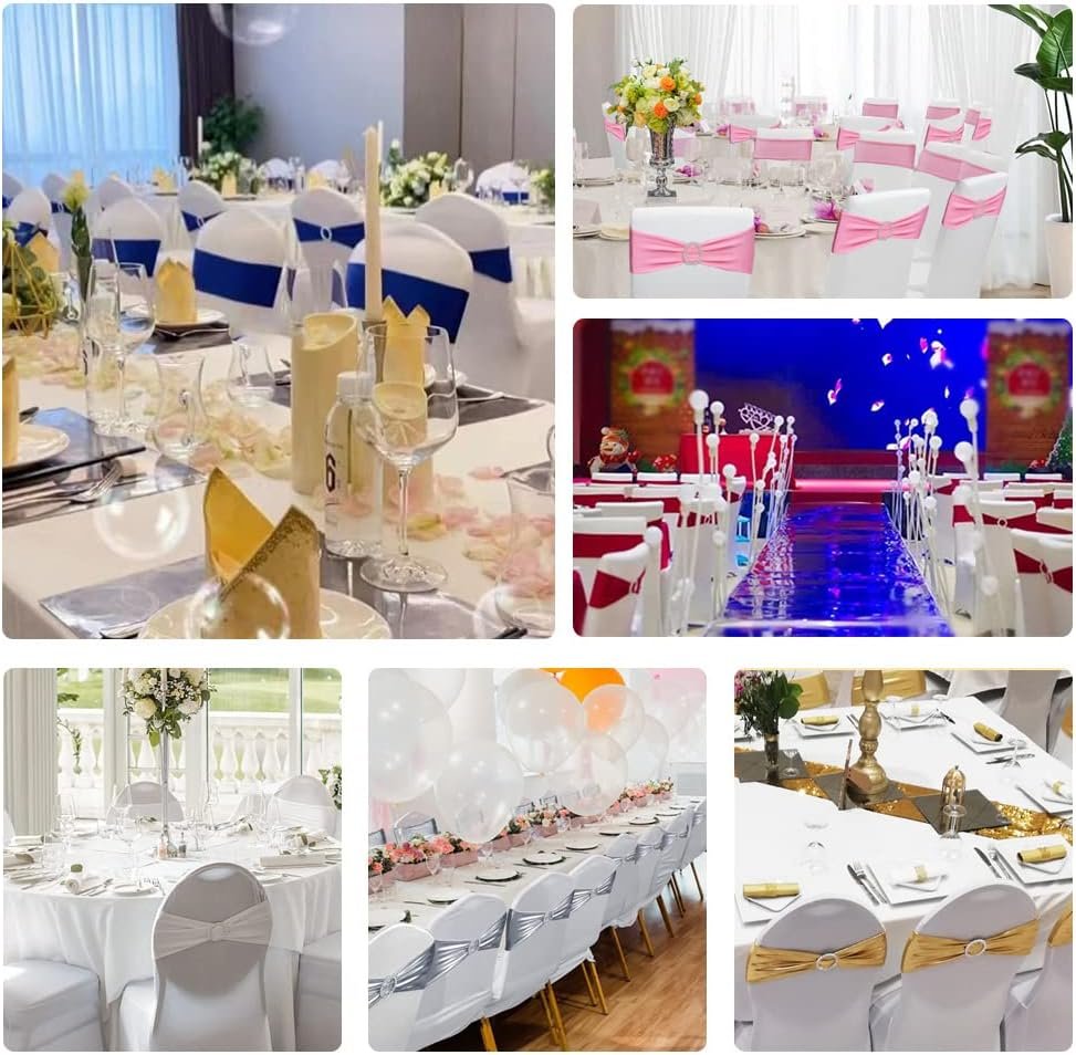 Wholesale Spandex Stretch Chair Sashes Bows with Buckle Slider Wedding Party Decorations Pink 25PCS Supplier