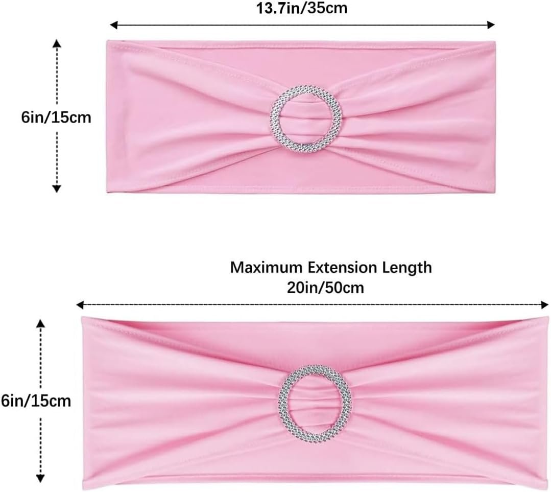 Wholesale Spandex Stretch Chair Sashes Bows with Buckle Slider Wedding Party Decorations Pink 25PCS Supplier
