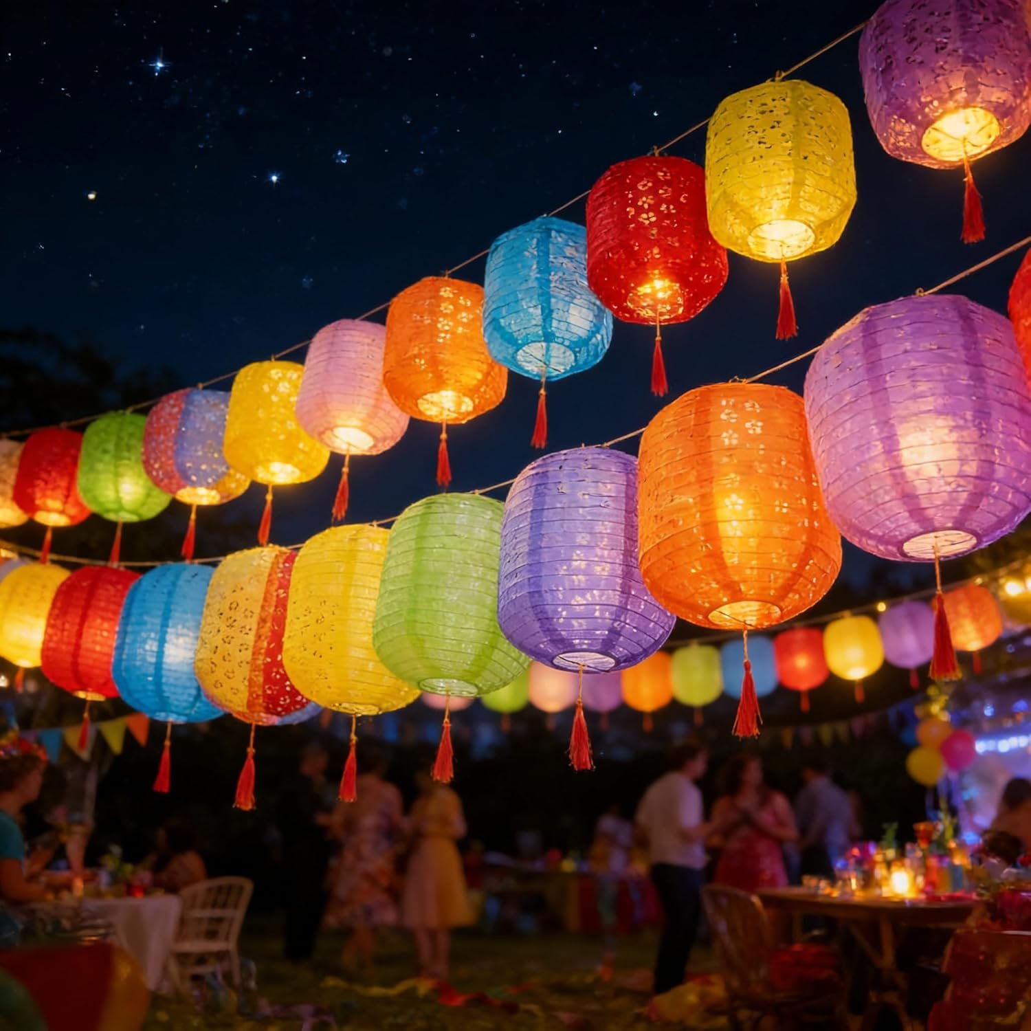 Set of 10 Paper Lanterns 6inches New Year Spring Festival Valentines Lanterns Variety Color with LED Lights, Hanging Paper Lanterns with Tassels Walking Sticks for Wedding Dinner Birthday Party Decor