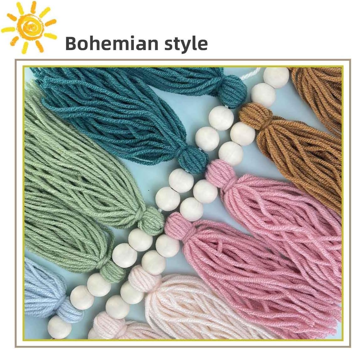 Wholesale Rainbow Boho Tassel Wall Hanging with Wood Beads Colorful Pastel Tassel Garland for Kids Room Classroom Bedroom Nursery Decoration Supplier Wholesale Rainbow Boho Tassel Wall Hanging with Wood Beads Colorful Pastel Tassel Garland for Kids Room Classroom Bedroom Nursery Decoration Supplier