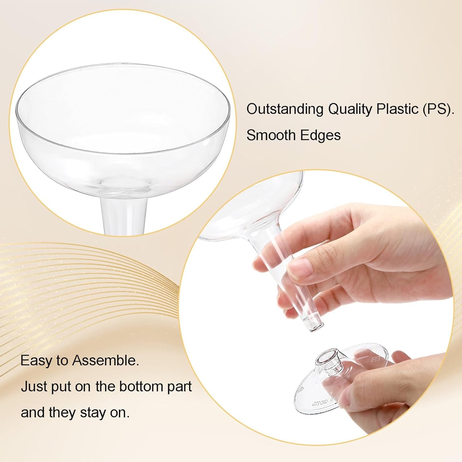 Wholesale 75 Pack 4 Oz Plastic Champagne Coupe Glasses Disposable Cocktail Stem Cups for Martini Margarita Birthday Wedding Supplier