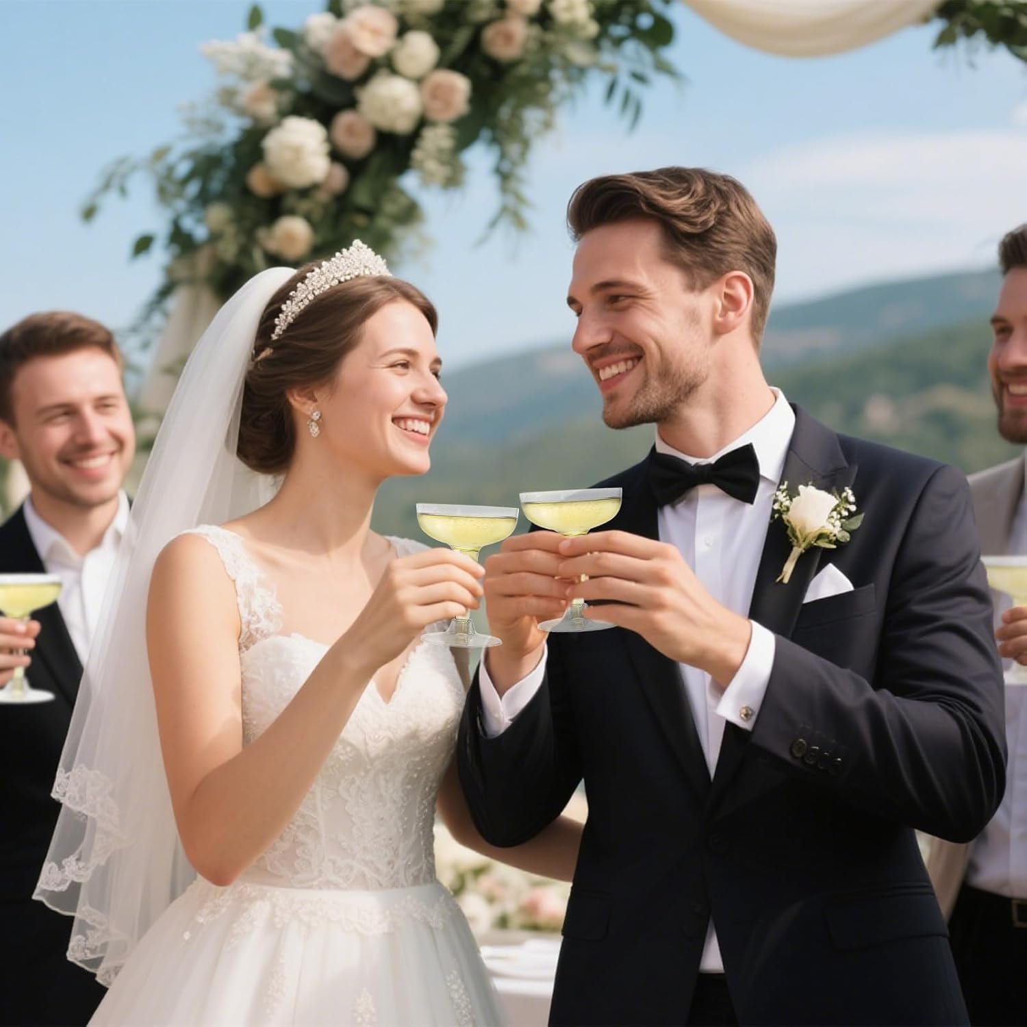 Wholesale 75 Pack 4 Oz Plastic Champagne Coupe Glasses Disposable Cocktail Stem Cups for Martini Margarita Birthday Wedding Supplier