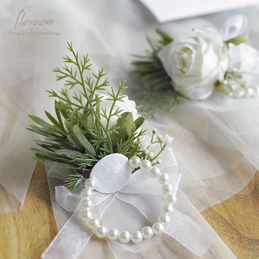 Wholesale Ivory Rose Wrist Corsage Wristlet Bracelet for Bride Bridesmaid Wedding Prom White Set of 2 Supplier Wholesale Ivory Rose Wrist Corsage Wristlet Bracelet for Bride Bridesmaid Wedding Prom White Set of 2 Supplier