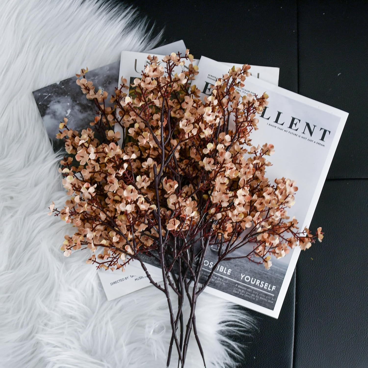 Wholesale 6 Bundles Light Brown Artificial Baby’s Breath Silk Gypsophila Flowers Bendable Stems Wedding Centerpiece Decor Supplier