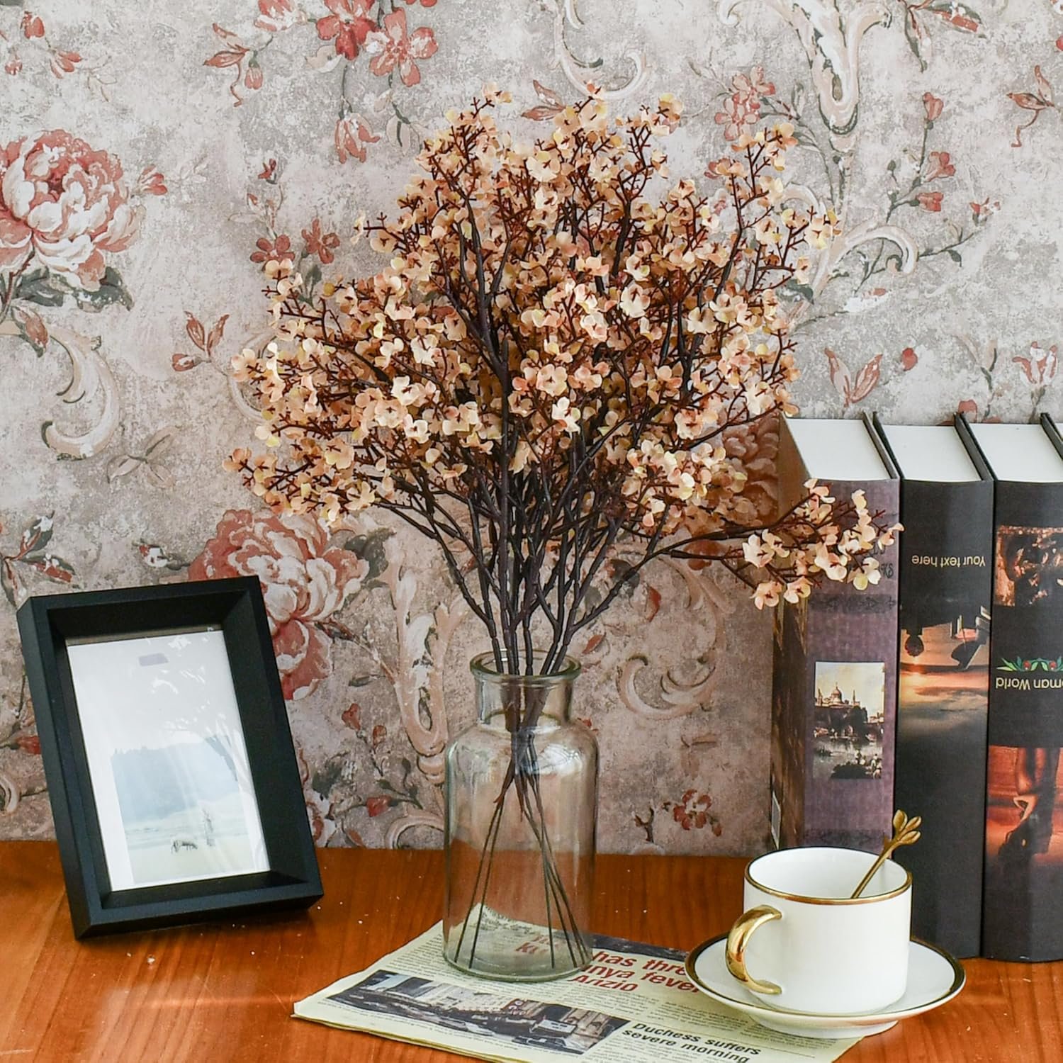 Wholesale 6 Bundles Light Brown Artificial Baby’s Breath Silk Gypsophila Flowers Bendable Stems Wedding Centerpiece Decor Supplier