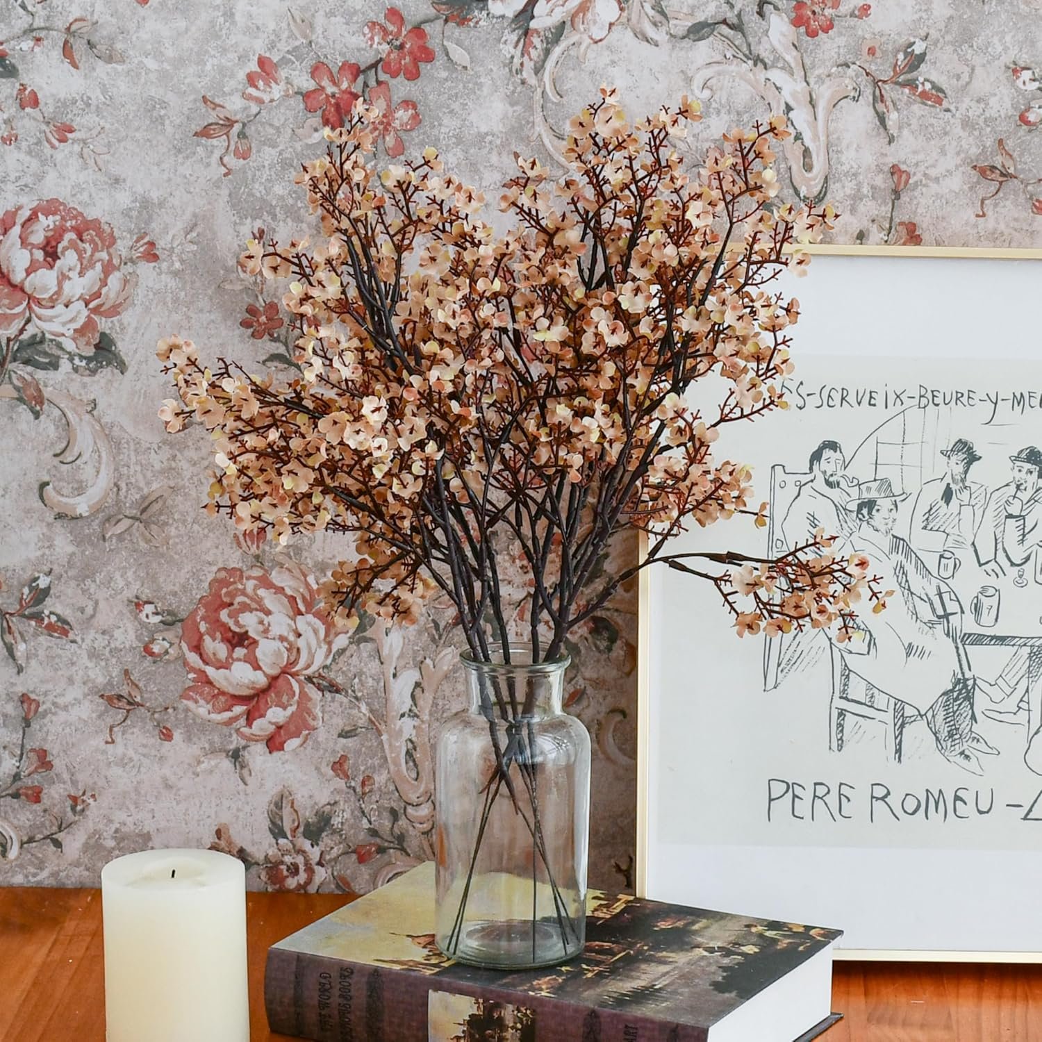 Wholesale 6 Bundles Light Brown Artificial Baby’s Breath Silk Gypsophila Flowers Bendable Stems Wedding Centerpiece Decor Supplier