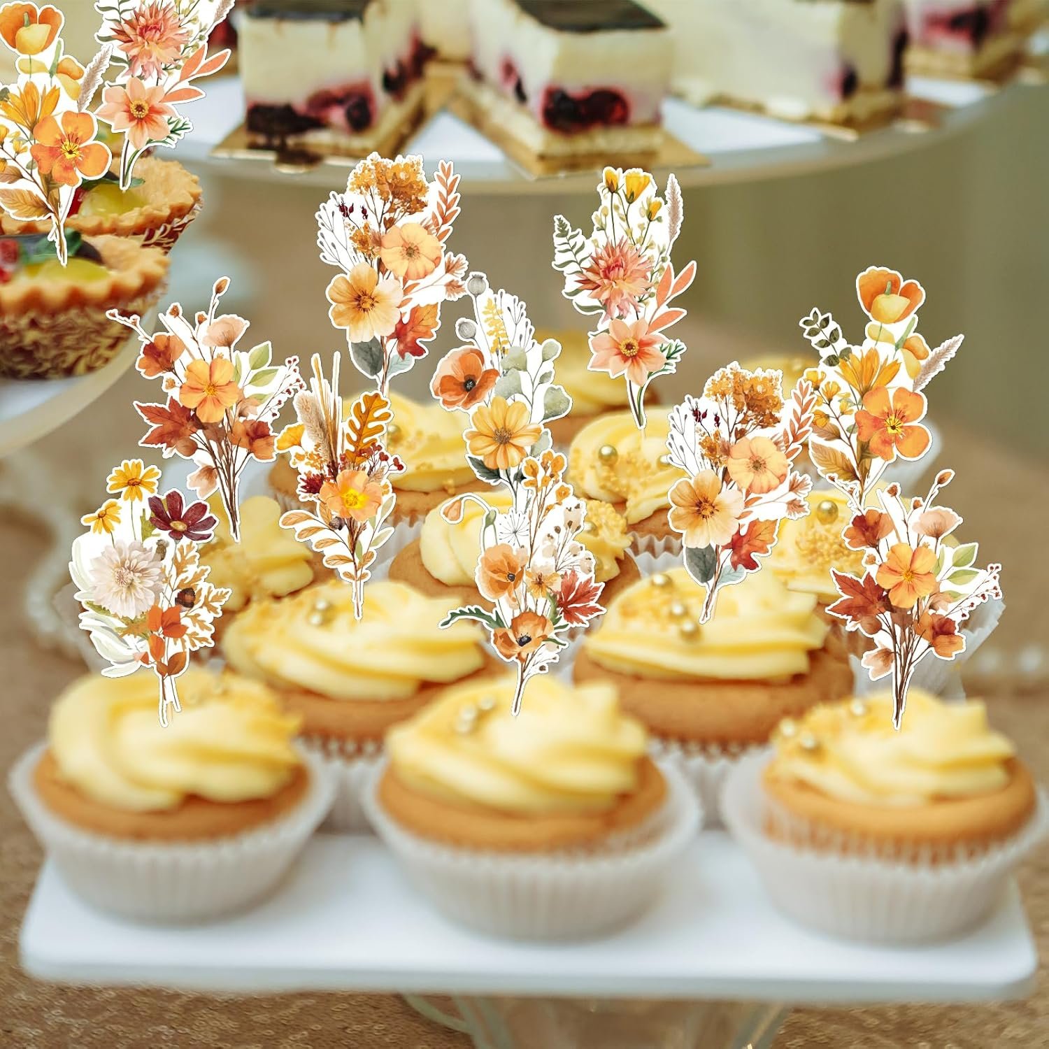 Wholesale 40PCS Wildflower Floral Cupcake Toppers Party Cake Decor Birthday Baby Bridal Shower Wedding Supplier Wholesale 40PCS Wildflower Floral Cupcake Toppers Party Cake Decor Birthday Baby Bridal Shower Wedding Supplier
