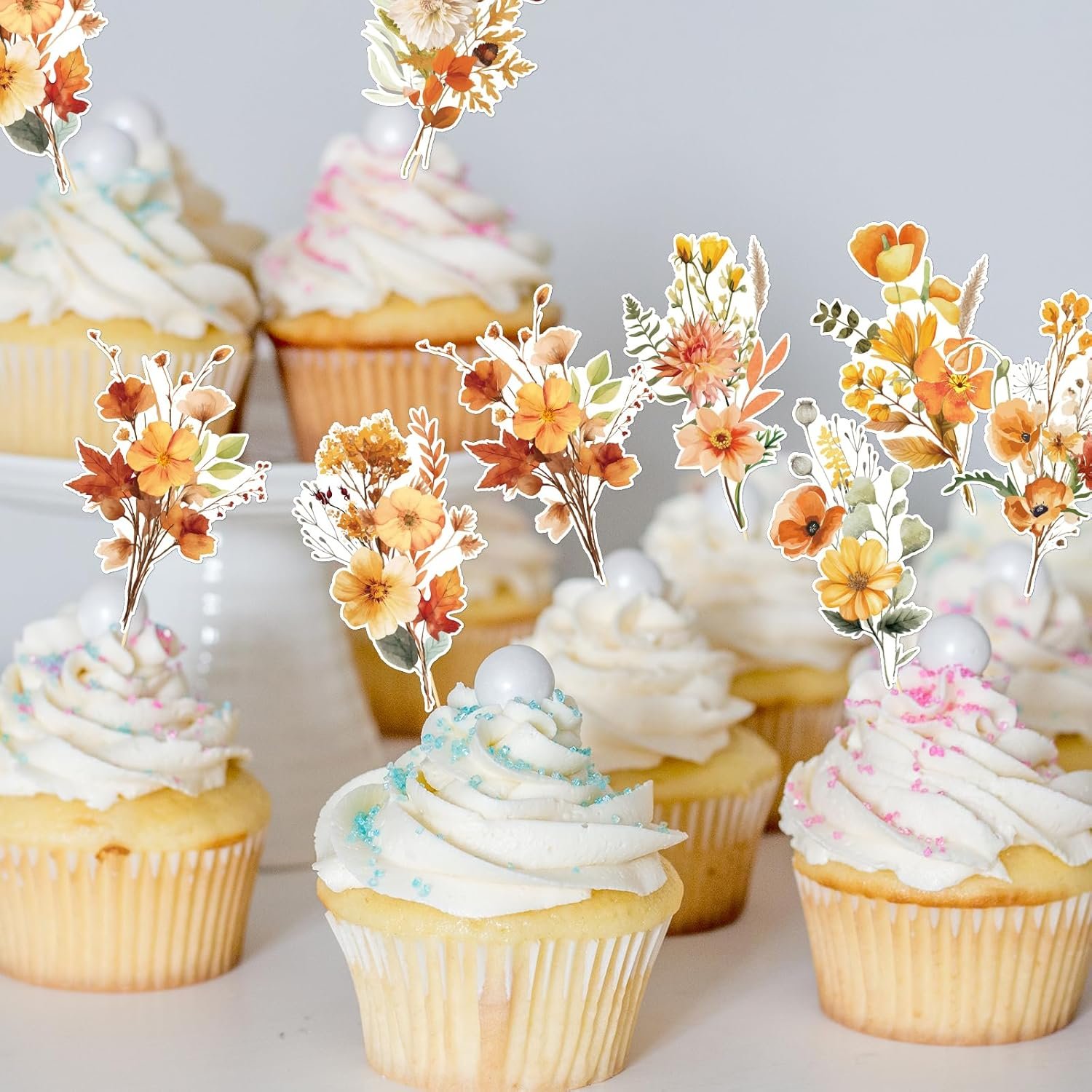 Wholesale 40PCS Wildflower Floral Cupcake Toppers Party Cake Decor Birthday Baby Bridal Shower Wedding Supplier Wholesale 40PCS Wildflower Floral Cupcake Toppers Party Cake Decor Birthday Baby Bridal Shower Wedding Supplier