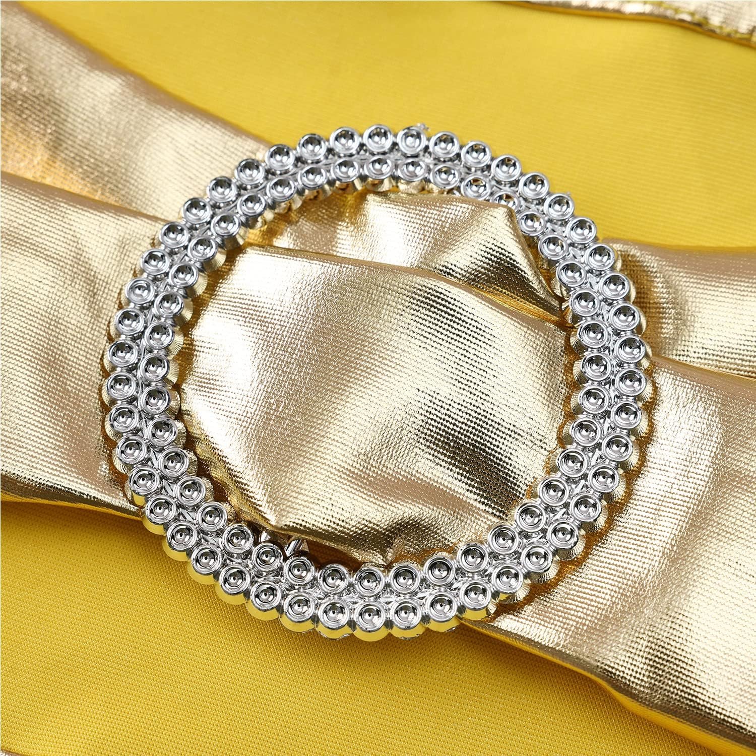 Wholesale Gold Spandex Chair Sashes Bows 50 Pack Stretch Bands with Metal Buckles Elastic Sliders for Wedding Party Events Banquet Decor Supplier